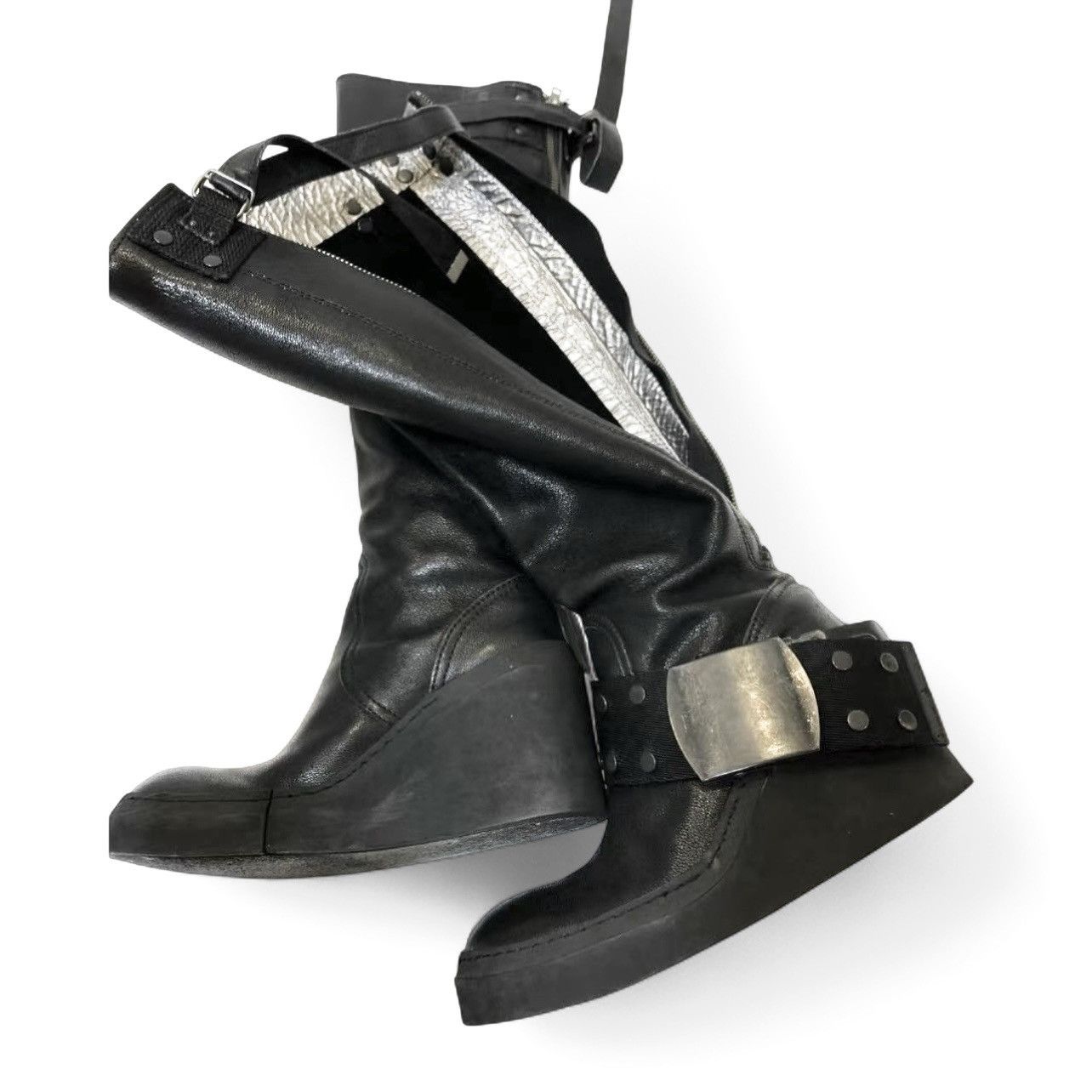 Le Grande Bleu (L.G.B.) L.G.B. black leather platform knee-high boots Size US 6 / IT 36 - 1 Thumbnail