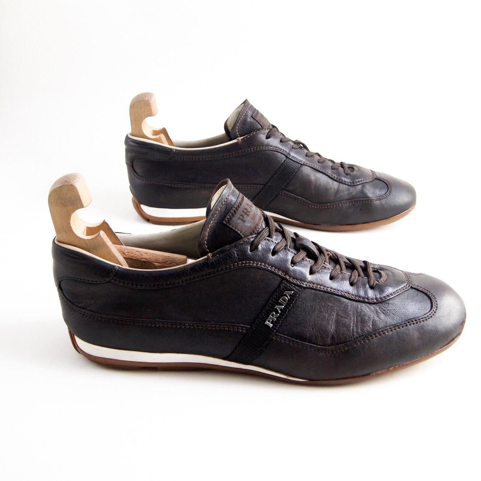 Prada Prada 4E2065 Sneakers Trainers Brown Leather EU 41.5 US 8.5 Size US 8.5 / EU 41-42 - 4 Thumbnail