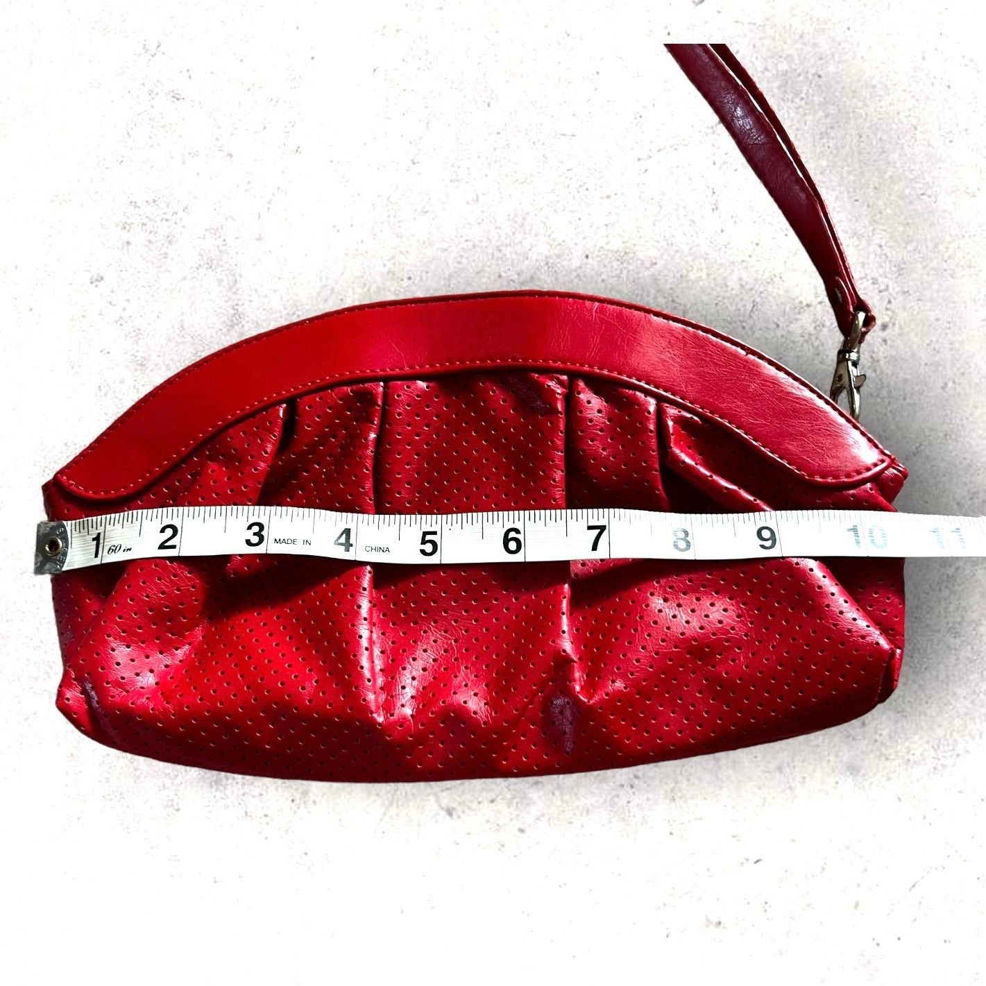 Other Vintage Candie’s Red Perforated Faux Leather Clutch Size ONE SIZE - 7 Thumbnail