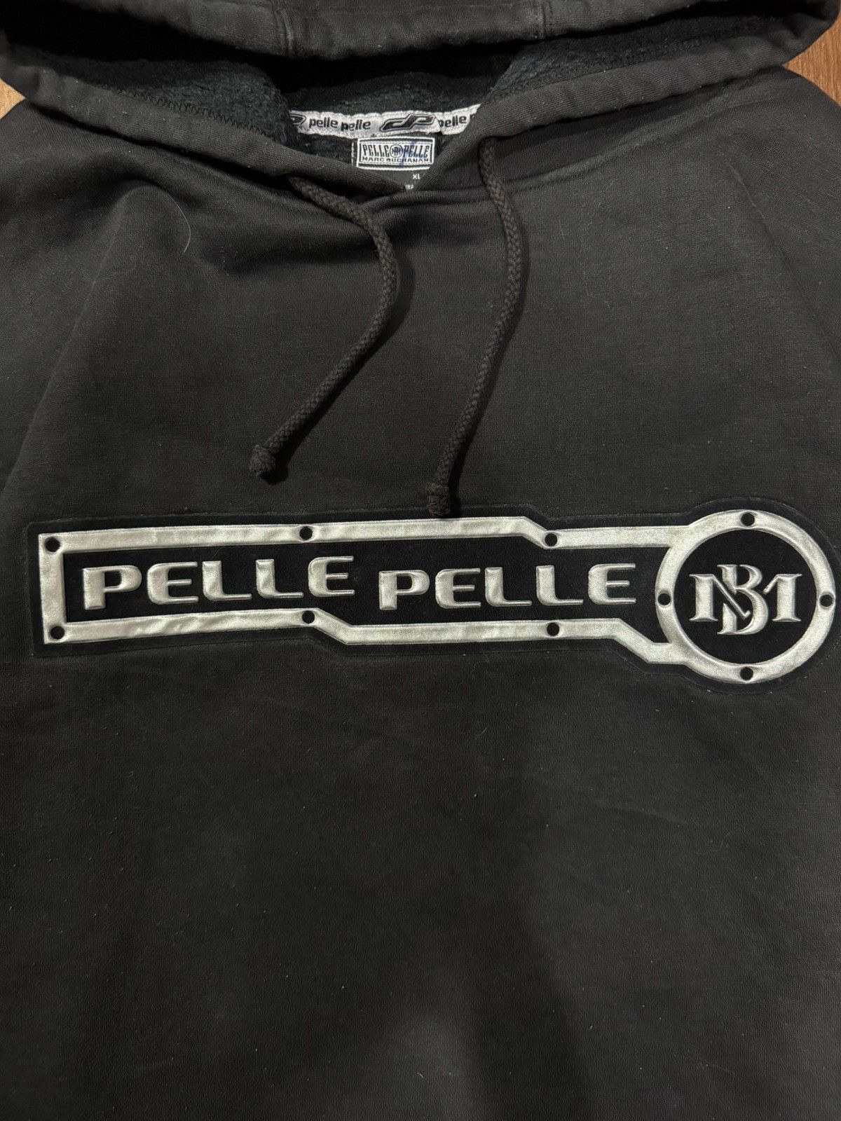 Pelle Pelle Rare Vintage 90s Pelle Pelle Hoodie Spellout Big logo Size US XL / EU 56 / 4 - 3 Thumbnail