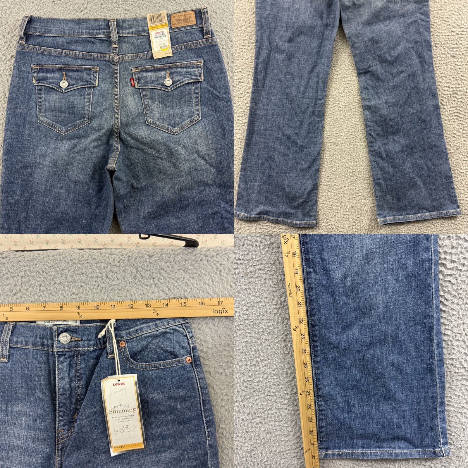 Levi's Levi's 512 Jeans Womens 12 Short Blue Denim Bootcut Slimming 98% Cotton 2% Spandex NWT 30x32 Vintage? (No) 90s USA Levi's 500 Series Size 34" / US 12 / IT 48 - 8 Thumbnail