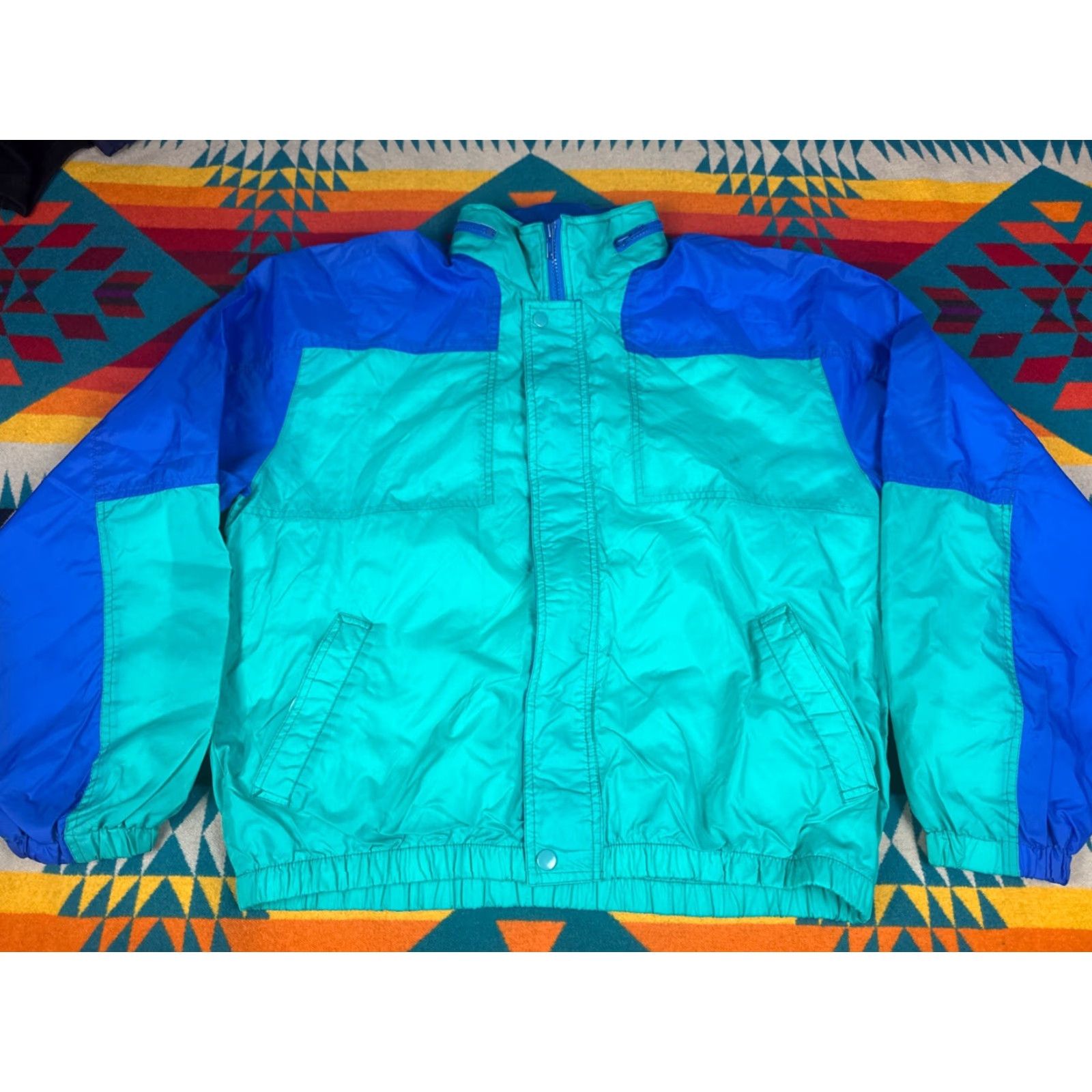 Vintage VINTAGE Traditions Windbreaker Jacket L Men Aqua Blue 90s Bomber Size US L / EU 52-54 / 3 - 2 Thumbnail