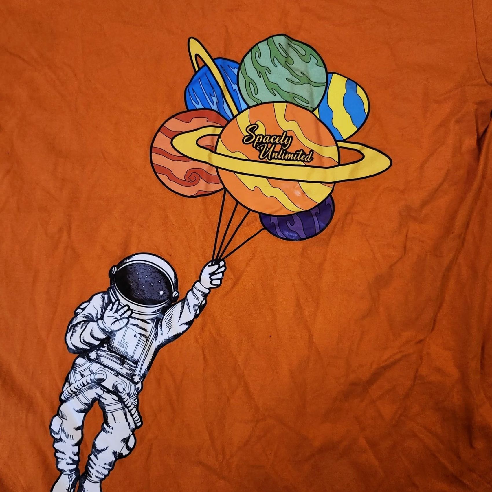 Vintage Spacely Unlimited Men's T-Shirt - Orange, L, Cotton, Short Sleeve, Solid, Space Theme, Regular Fit Size US L / EU 52-54 / 3 - 7 Thumbnail