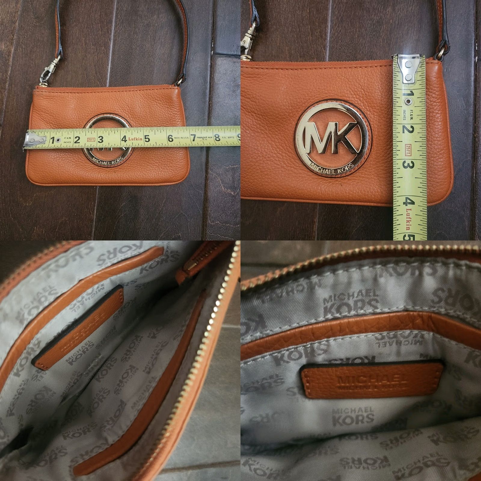 Michael Kors MICHAEL KORS SOFT PEBBLED GENUINE LEATHER MK LOGO WRISTLET in Tangerine Red Coral Red One Size Wristlet Womens Credit Card Zipper Strap Size ONE SIZE - 8 Thumbnail