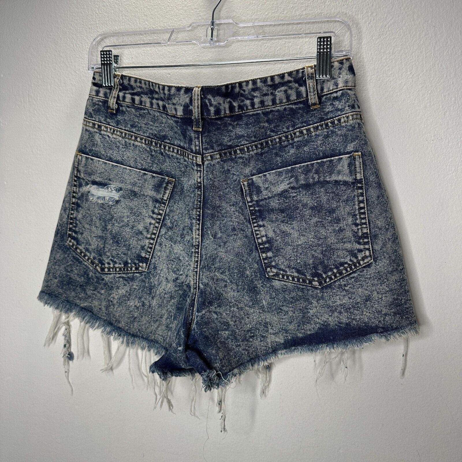 Other Hyfve Med Blue Acid Wash Distress Raw Hem High Waist Short M Size 30" / US 8 / IT 44 - 3 Thumbnail