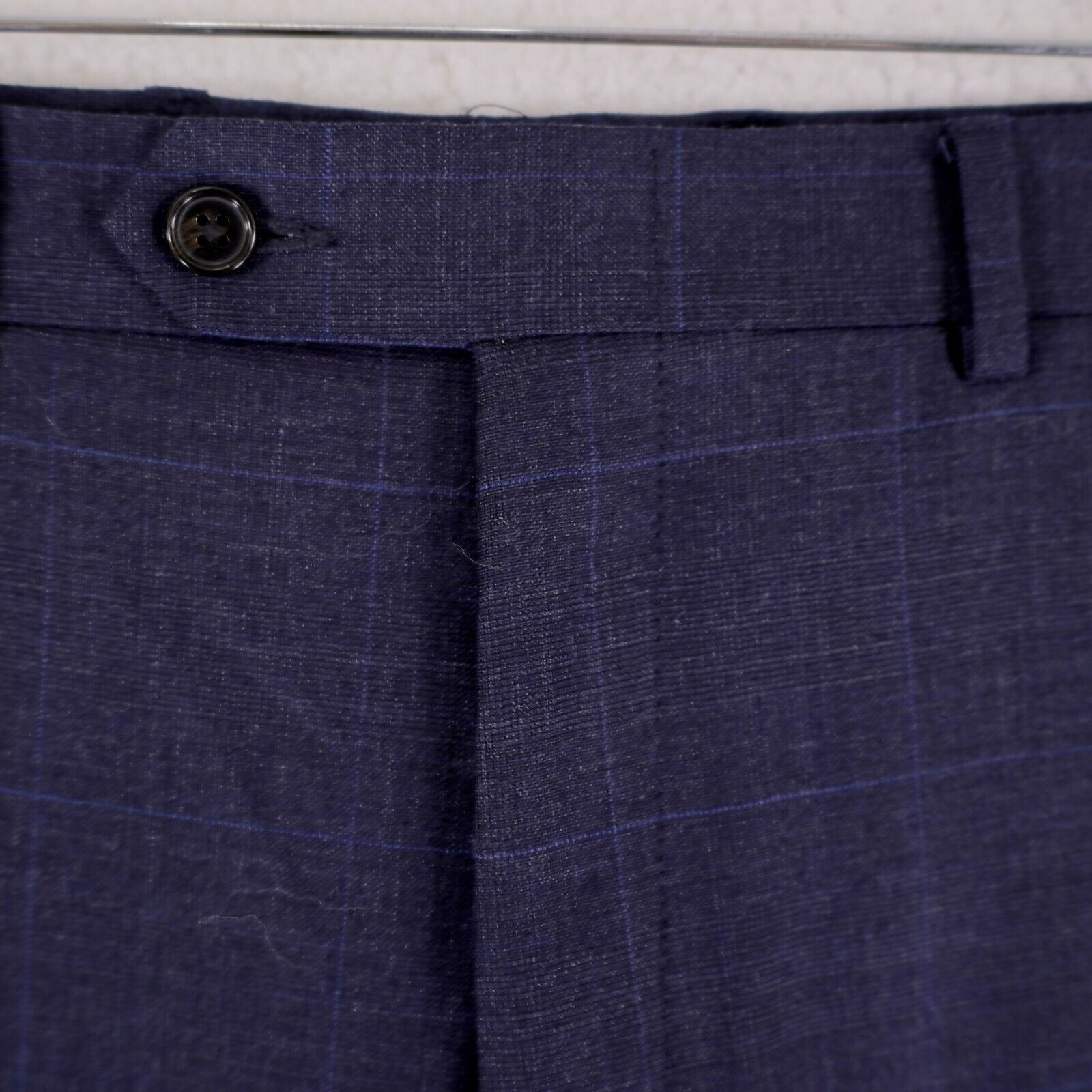 Lauren Ralph Lauren Lauren Ralph Lauren Wool Blue Plaid Windowpane Flat Front Dr Size 44R - 3 Thumbnail