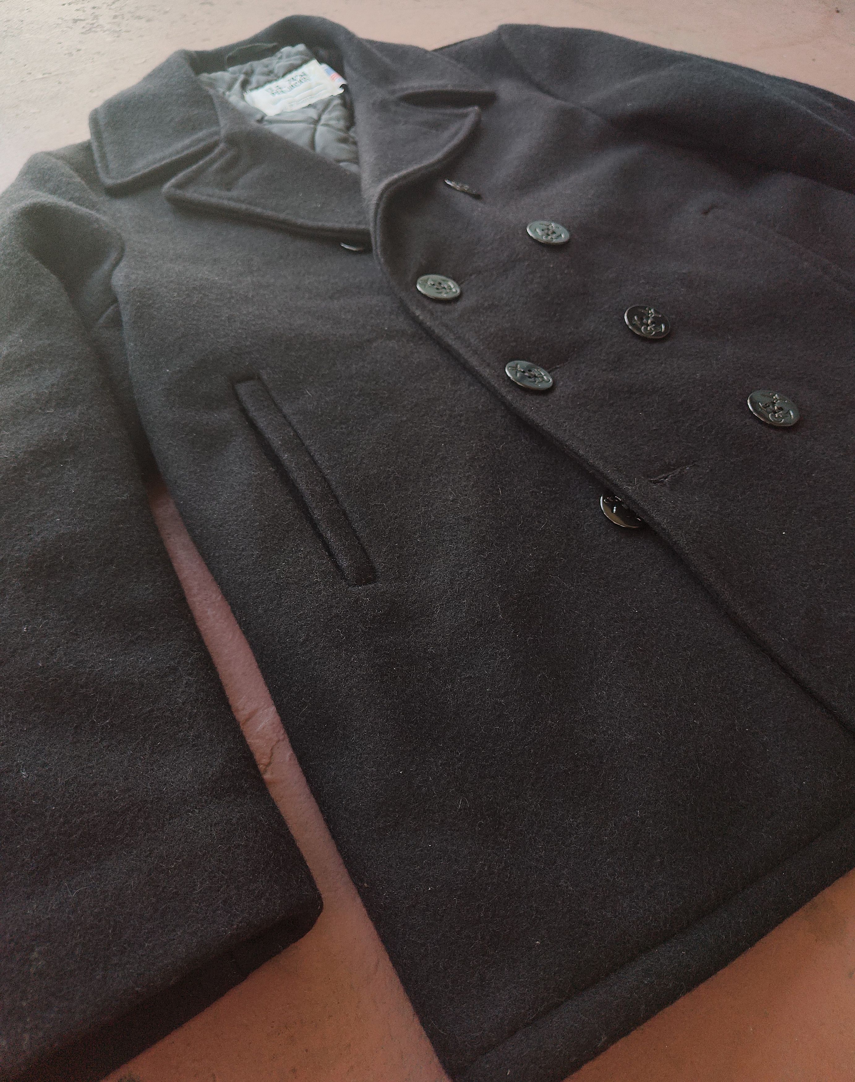 Schott Schott NYC US 740N Wool Pea Coat Navy Jacket Mens 44 Quilted Size US XL / EU 56 / 4 - 7 Thumbnail