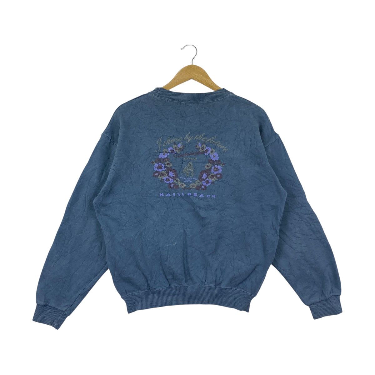 Vintage HAITI BEACH Hawaii Style Design Print Blue Sweatshirt Size US M / EU 48-50 / 2 - 4 Thumbnail