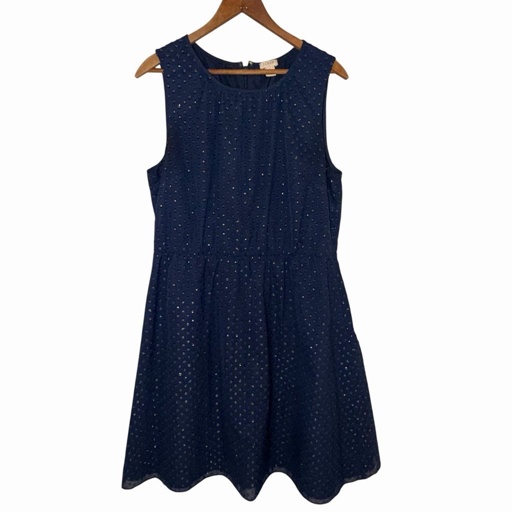 J.Crew J.Crew Navy Swiss Dot Fit Flare Dress12 Neck Sleevless Lined Size XL / US 12-14 / IT 48-50 - 3 Thumbnail