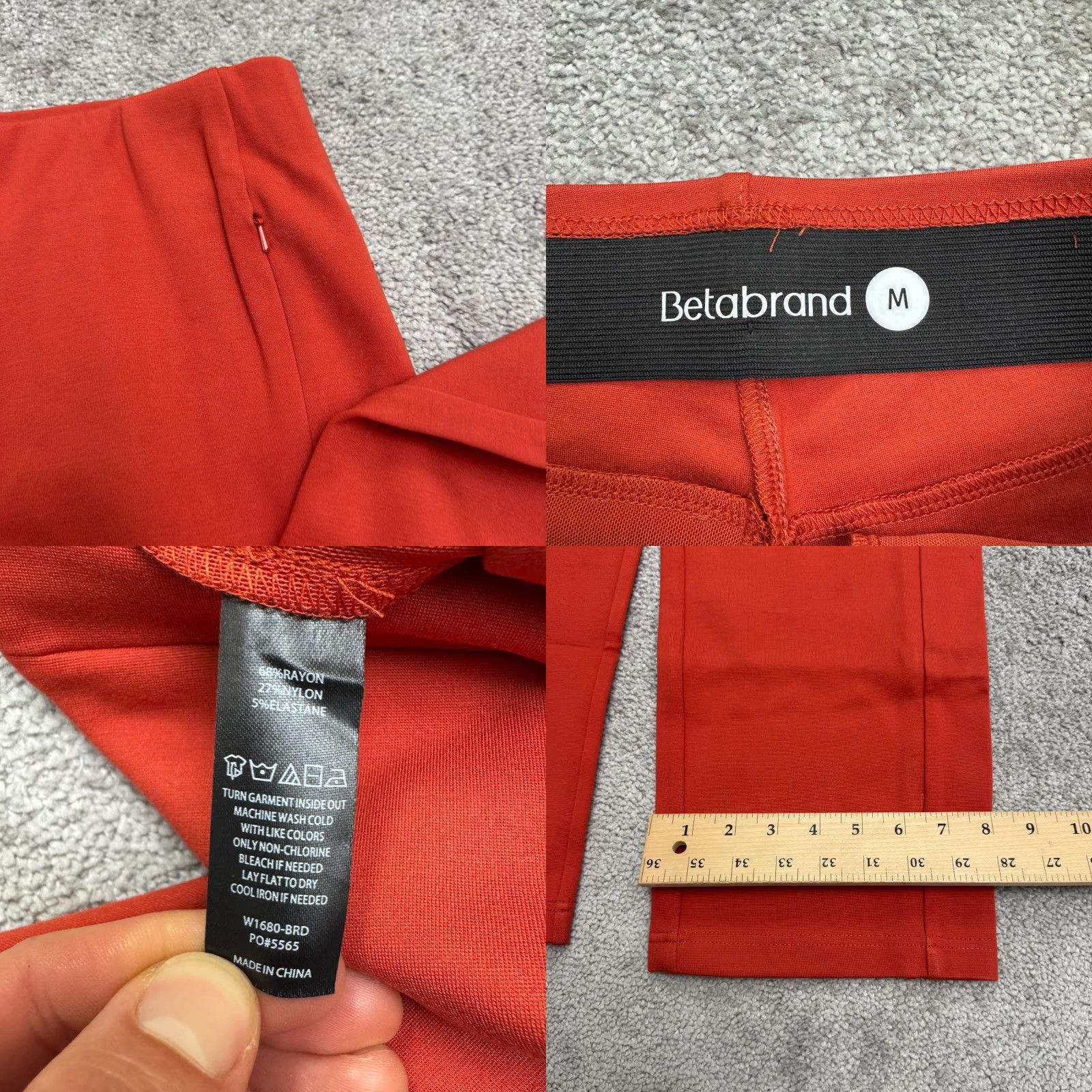 Rusty VINTAGE Betabrand Women’s Pants Dress Pants Straight Leg Casual Workwear Fall Spring Summer Winter Medium Red Nylon Rayon Spandex 26in Inseam Size 32" / US 10 / IT 46 - 8 Thumbnail