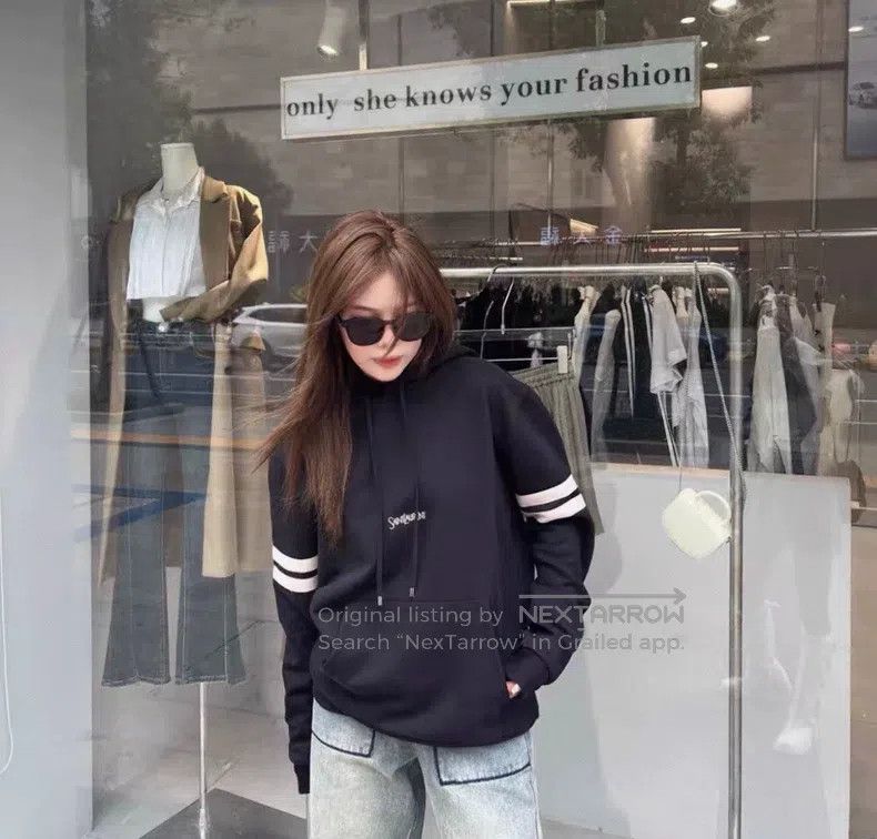 Saint Laurent Paris Saint Laurent Paris Embroidered Letter Striped Sleeve Blac Size M / US 6-8 / IT 42-44 - 7 Thumbnail