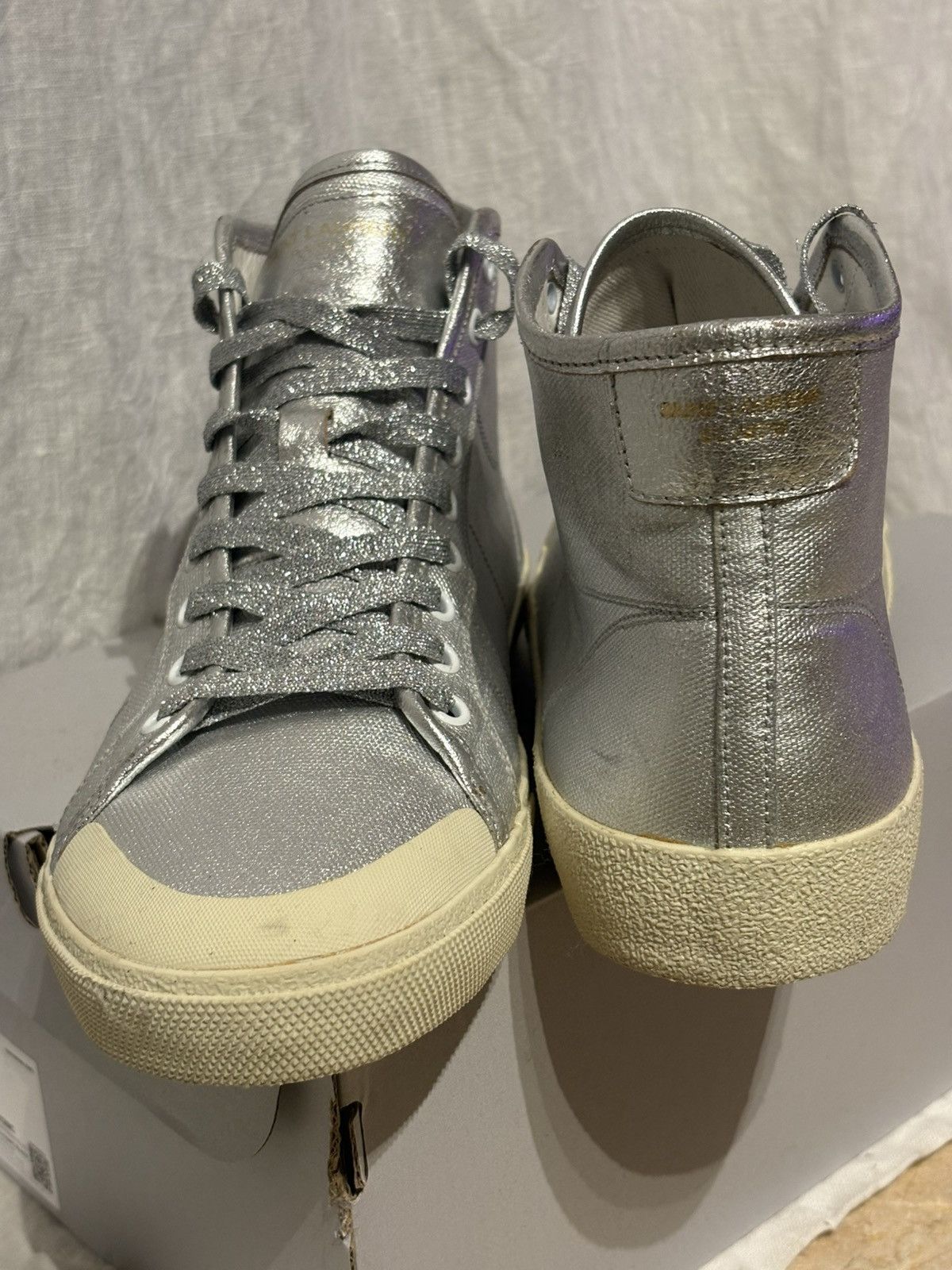 Saint Laurent Paris Silver Allsaints Converse style shoes Size US 10 / EU 43 - 4 Thumbnail