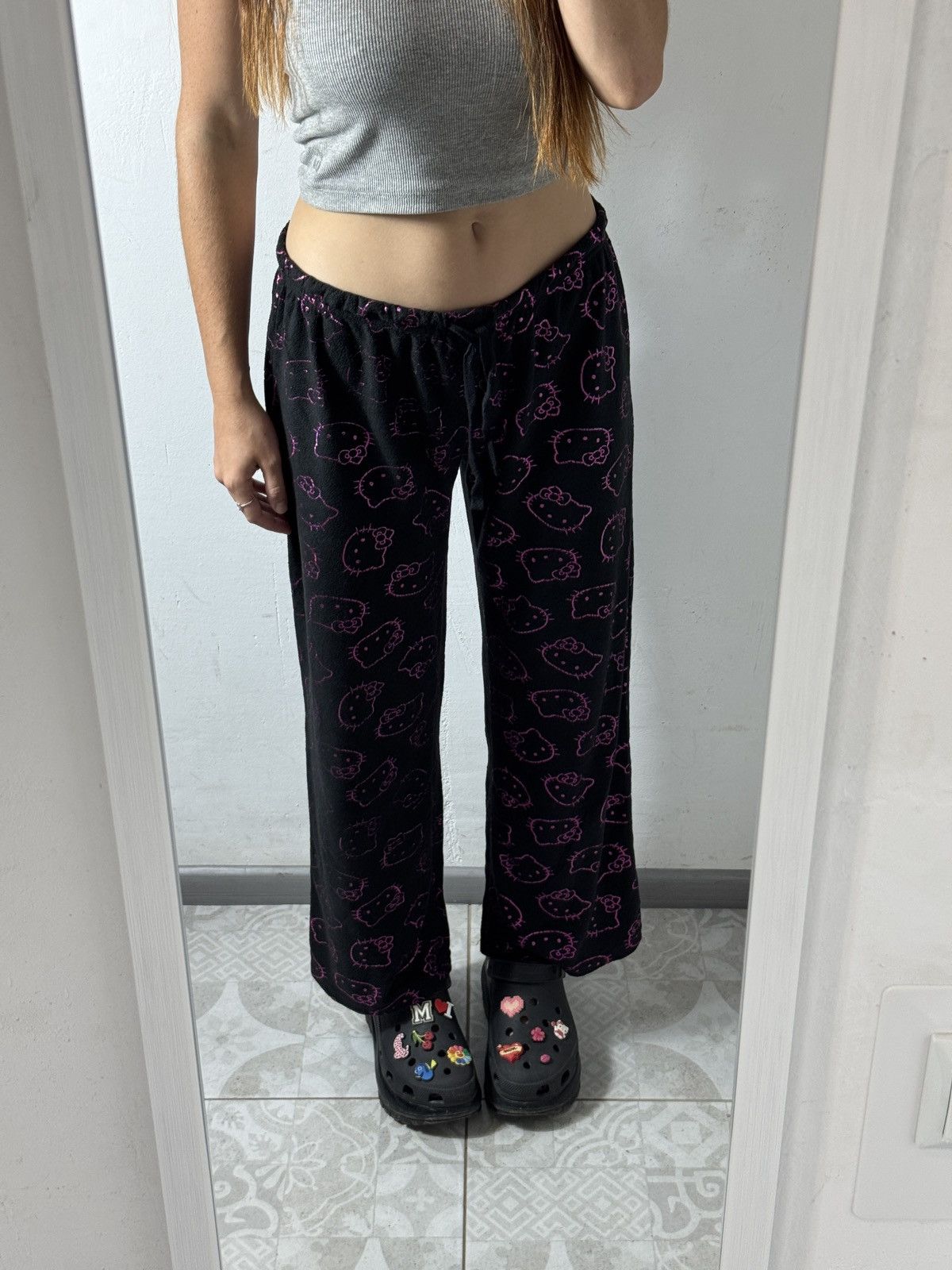 Cartoon Network VINTAGE HELLO KITTY MONOGRAM CUTE PYJAMA PANTS Size 30" / US 8 / IT 44 - 3 Thumbnail