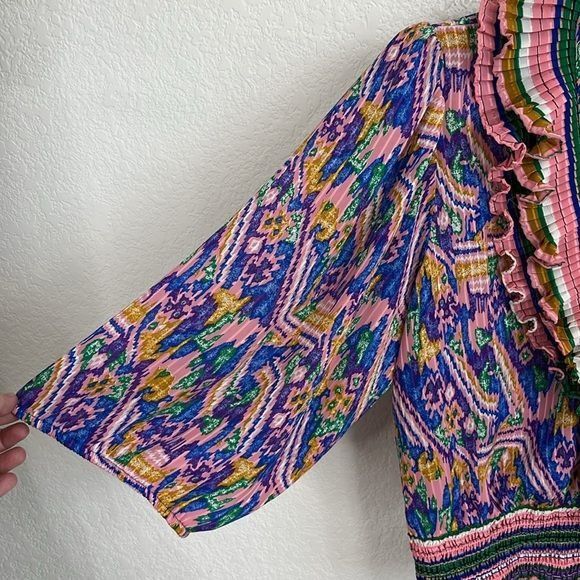 Neiman Marcus × Vintage Susan Fran Neiman Marcus Blouse Oil Spill Accordian Pleated Size L / US 10 / IT 46 - 3 Thumbnail