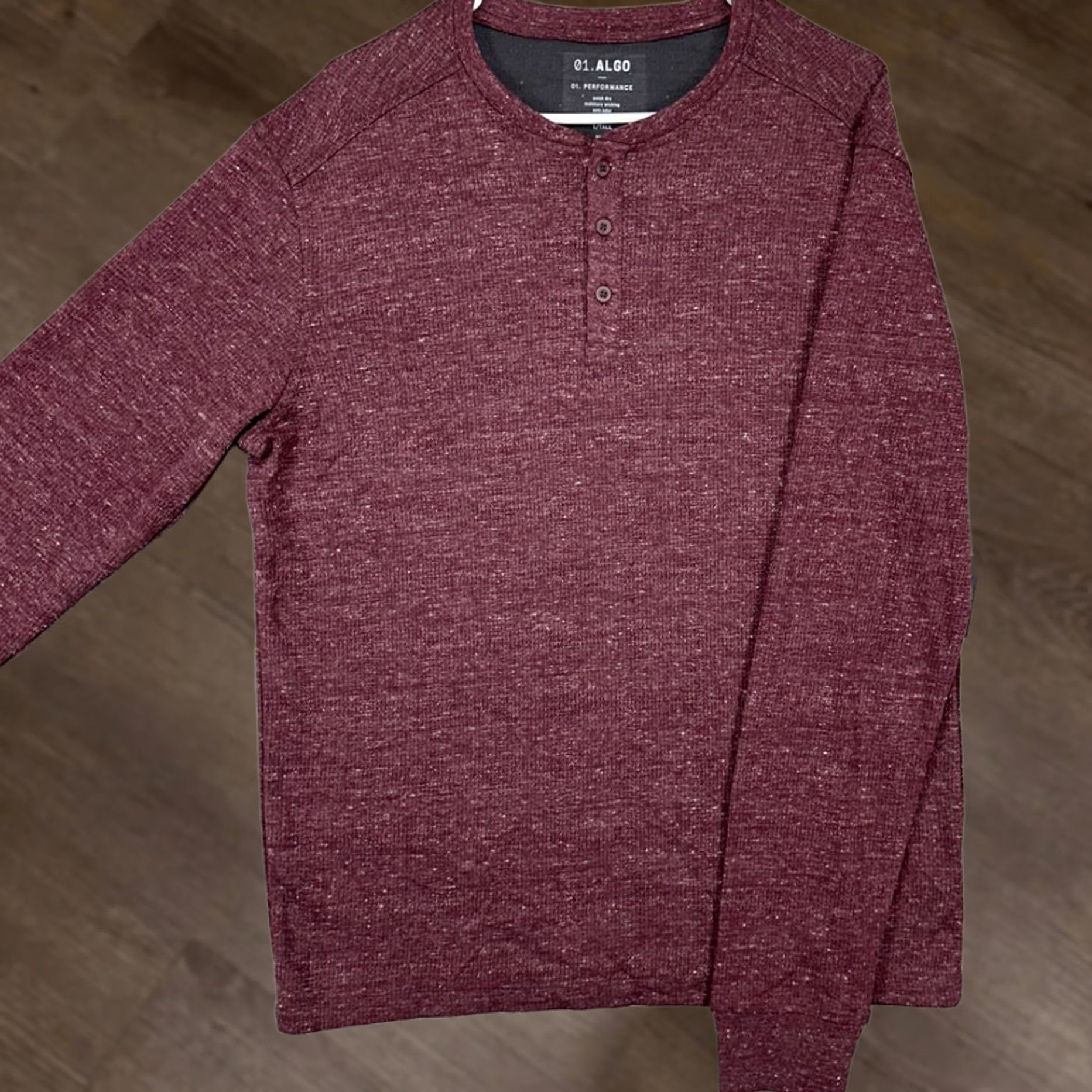 Vintage Algo Performance Henley Sweater Mens Large Tall Maroon Knit Pullover Cotton Polyester Tight-Knit Men Outdoor Walking 90s? Size US L / EU 52-54 / 3 - 1 Thumbnail