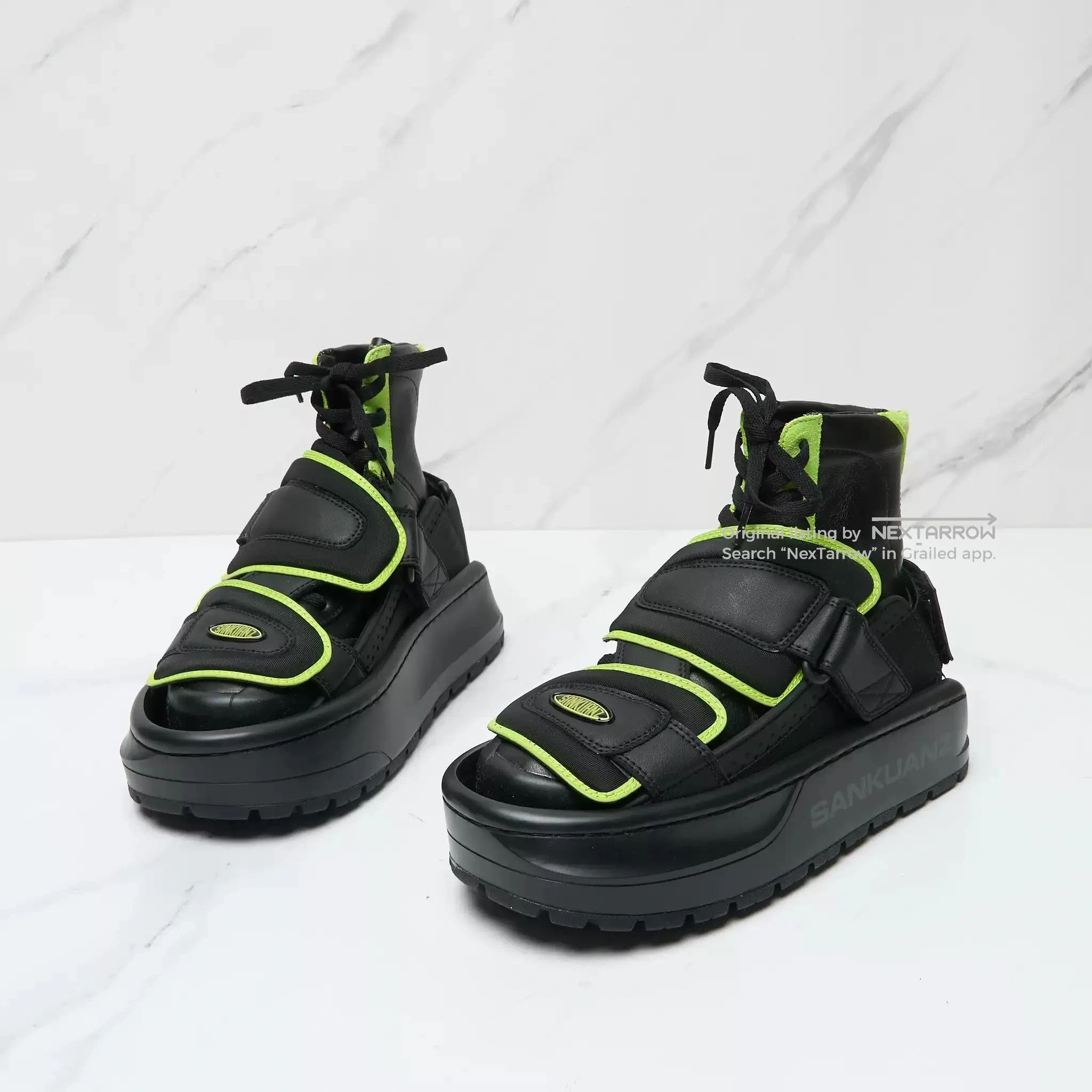 Sankuanz Black Neon Green High-Top Sneakers, Men's (Size 10) — image 2 of 6