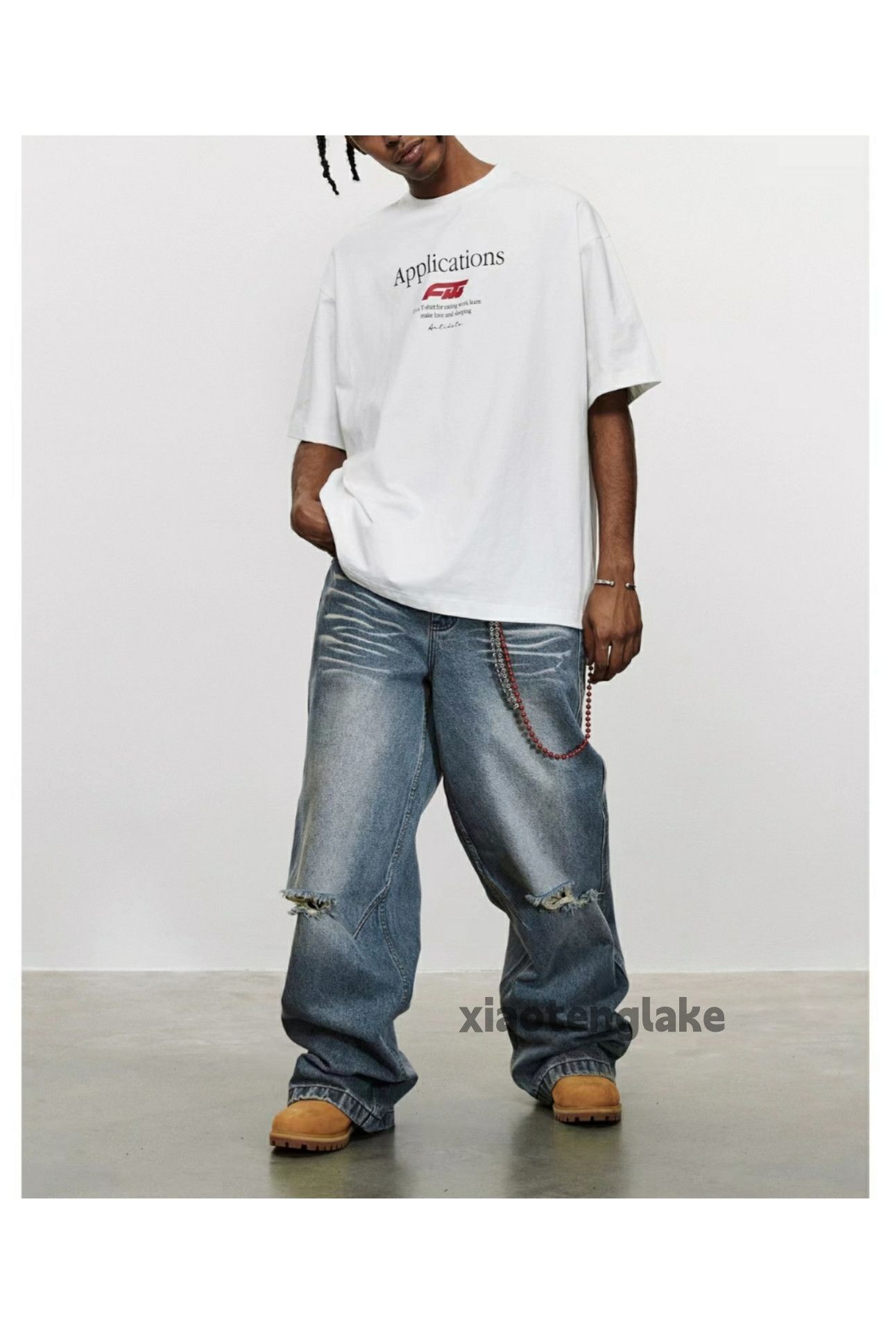 Jean × Vintage washed faded damaged skate hiphop baggy jeans Size US 34 / EU 50 - 8 Thumbnail