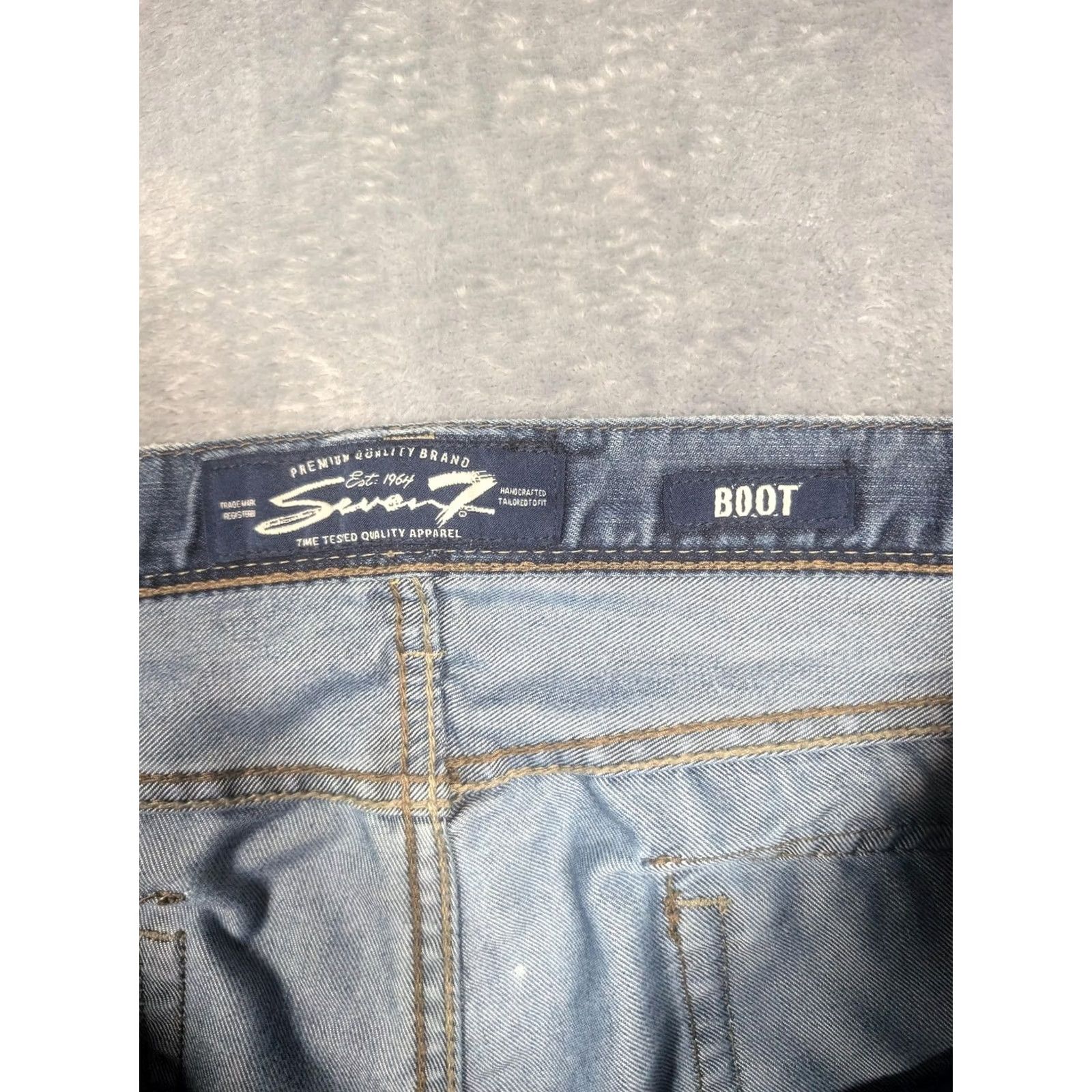 Vintage Seven7 Jeans Mens 40x32 Light Wash Blue Bootcut Denim Zip Fly Back Pockets Size US 40 / EU 56 - 5 Thumbnail
