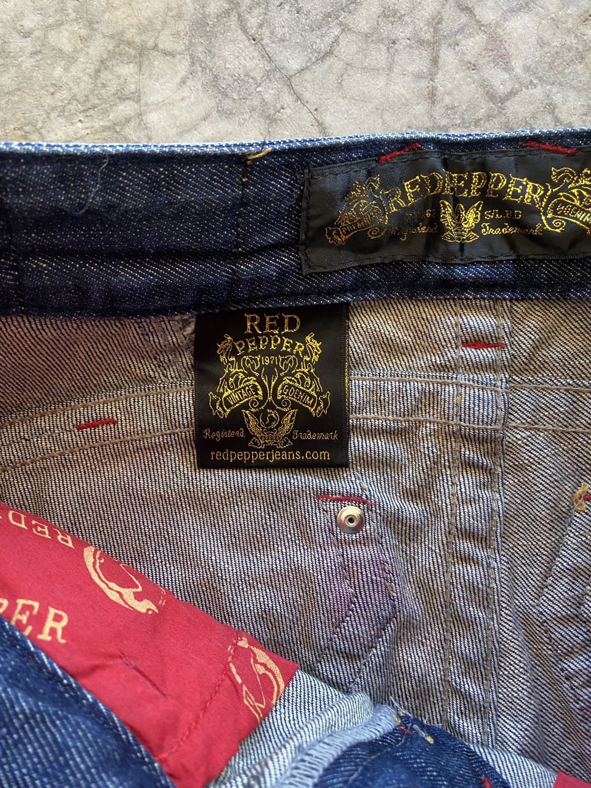 Japanese Brand Flare Jeans Red Pepper Faded Stretch Low Rise Boot Cut 6🟦8 Size US 28 / EU 44 - 6 Thumbnail
