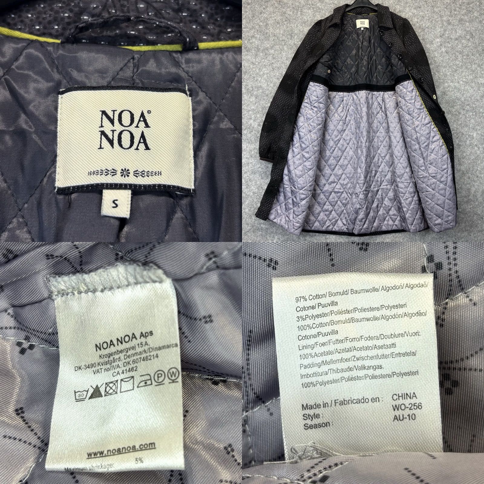 Vintage Noa Noa Coat Tuck Waist Textured Padded Size S Black Womens Button Up Coat Size S / US 4 / IT 40 - 8 Thumbnail