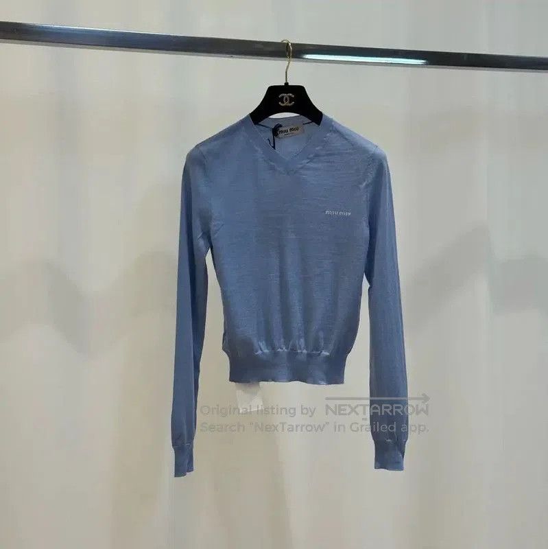 Miu Miu Miu Miu Light Blue Cashmere Pullover Sweater . Size M / US 6-8 / IT 42-44 - 1 Thumbnail