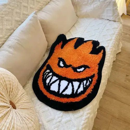 Handmade 3D Handmade Smile Fire Face Soft Rug Size ONE SIZE - 3 Thumbnail