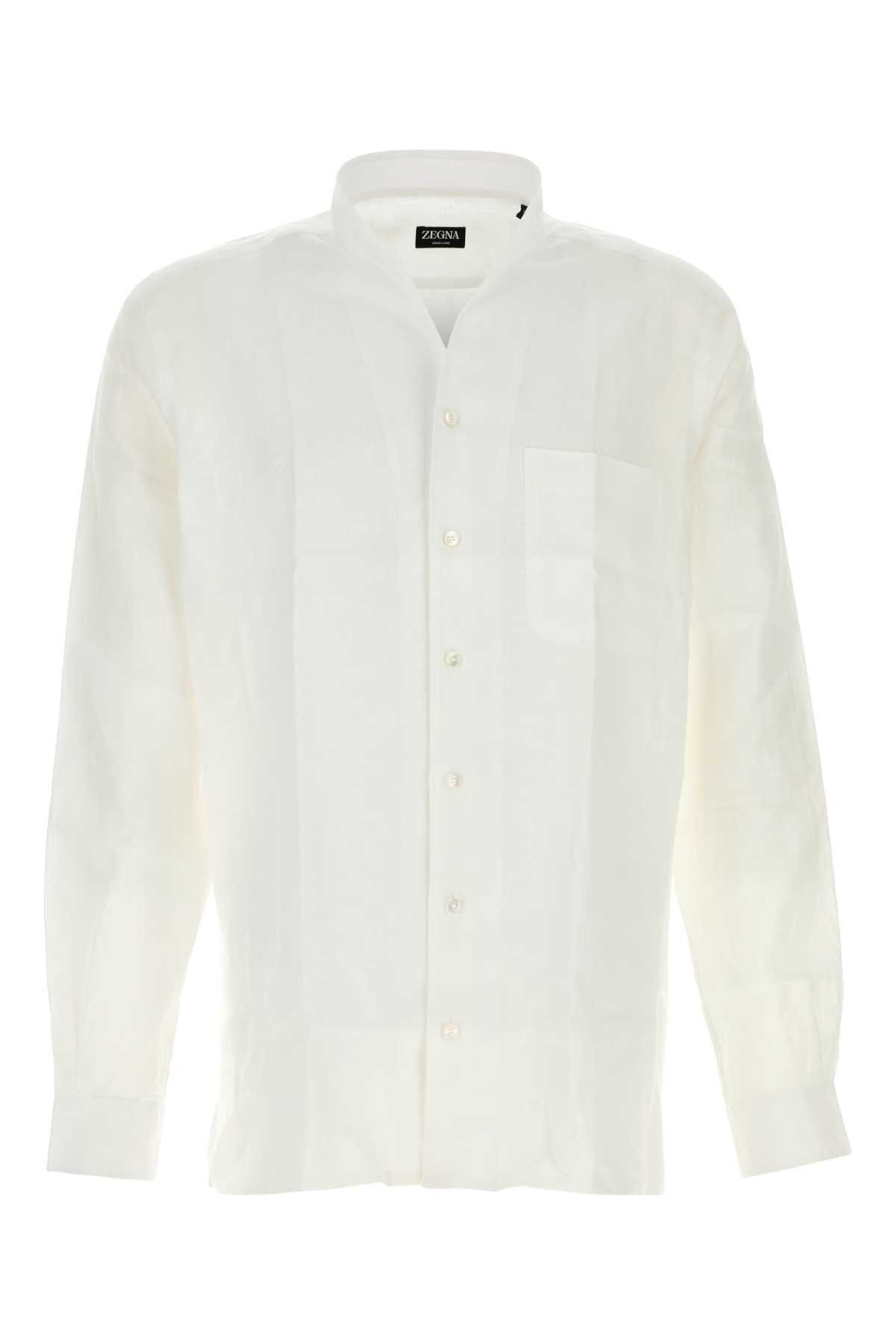 Ermenegildo Zegna White Linen Shirt Size US XL / EU 56 / 4 - 1 Thumbnail