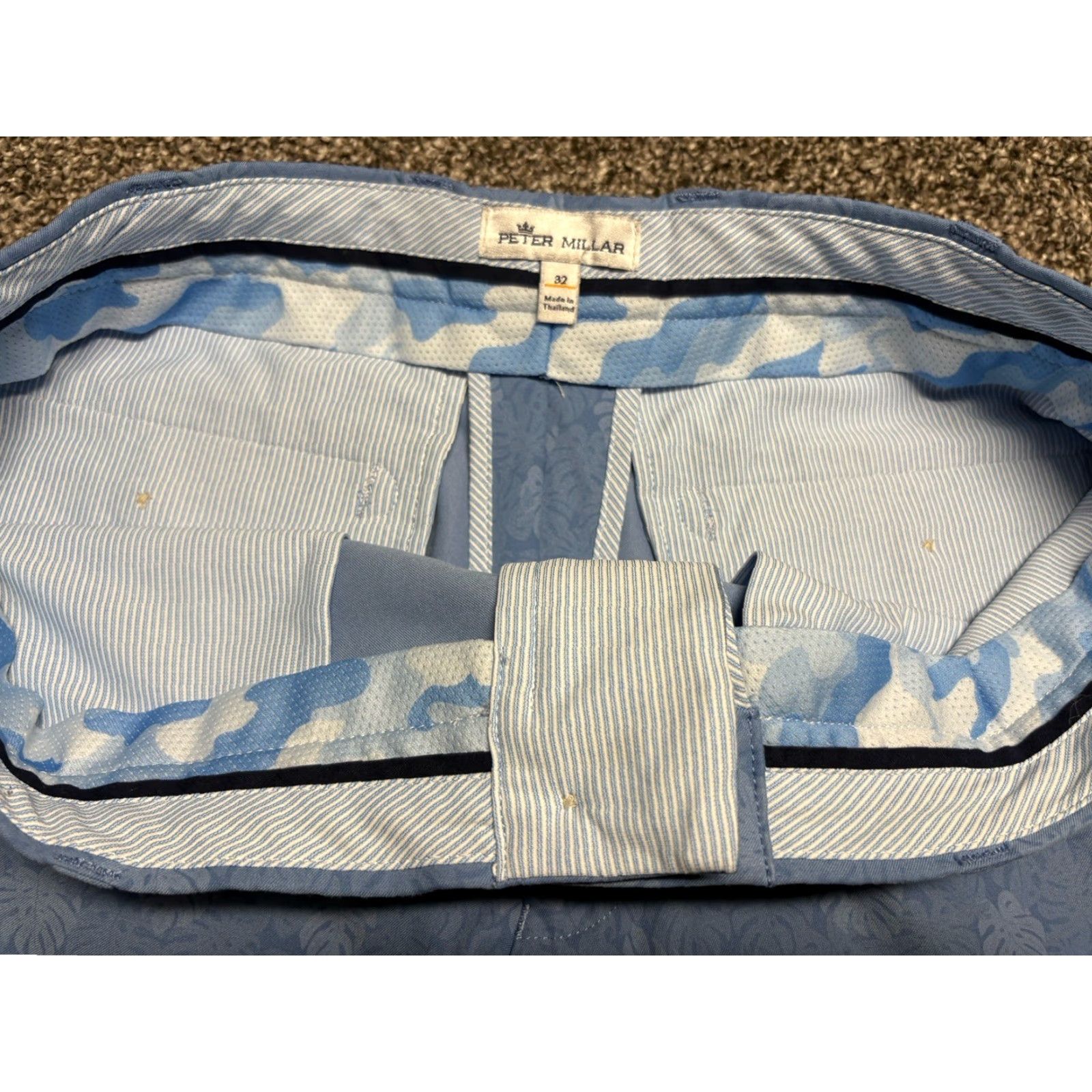Peter Millar Peter Millar Salem Shorts Men 32 Blue Floral Palm Print Chino Lightweight Pockets Regular Belt Loops Inseam 9 in MS20EB83 Size US 32 / EU 48 - 6 Thumbnail