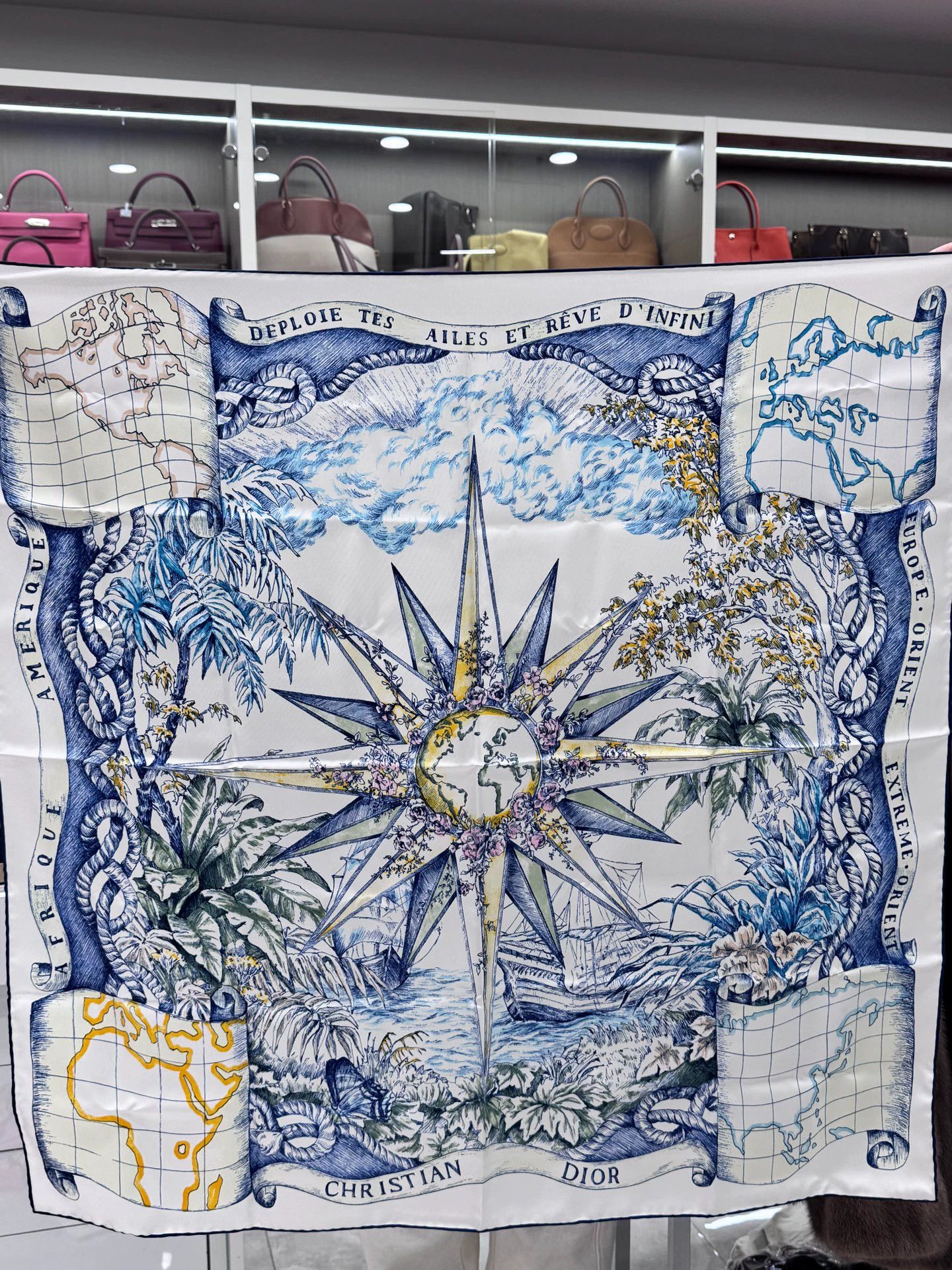 Dior DIOR 90cm Blue Compass Silk Square Infinite Dream Size ONE SIZE - 3 Thumbnail