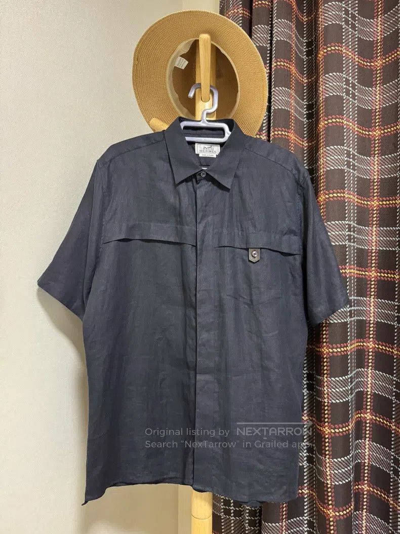 Hermes Hermes size 41 Linen jacket shirt, 100% linen, with leather Size US M / EU 48-50 / 2 - 1 Thumbnail