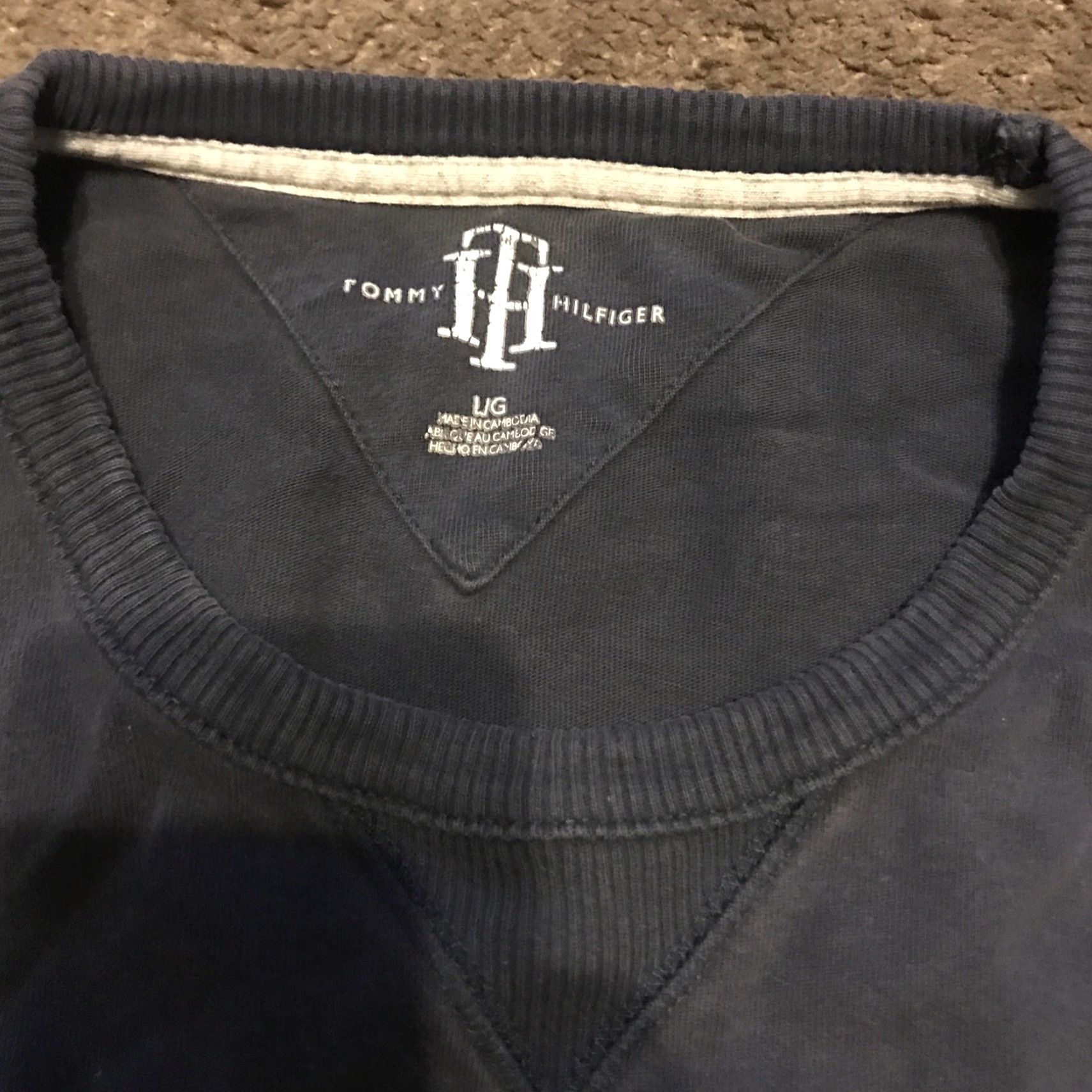 Tommy Hilfiger Tommy Hilfiger Sweatshirt Embroidery Spellout Size L Men's Blue Pullover Size US L / EU 52-54 / 3 - 2 Thumbnail