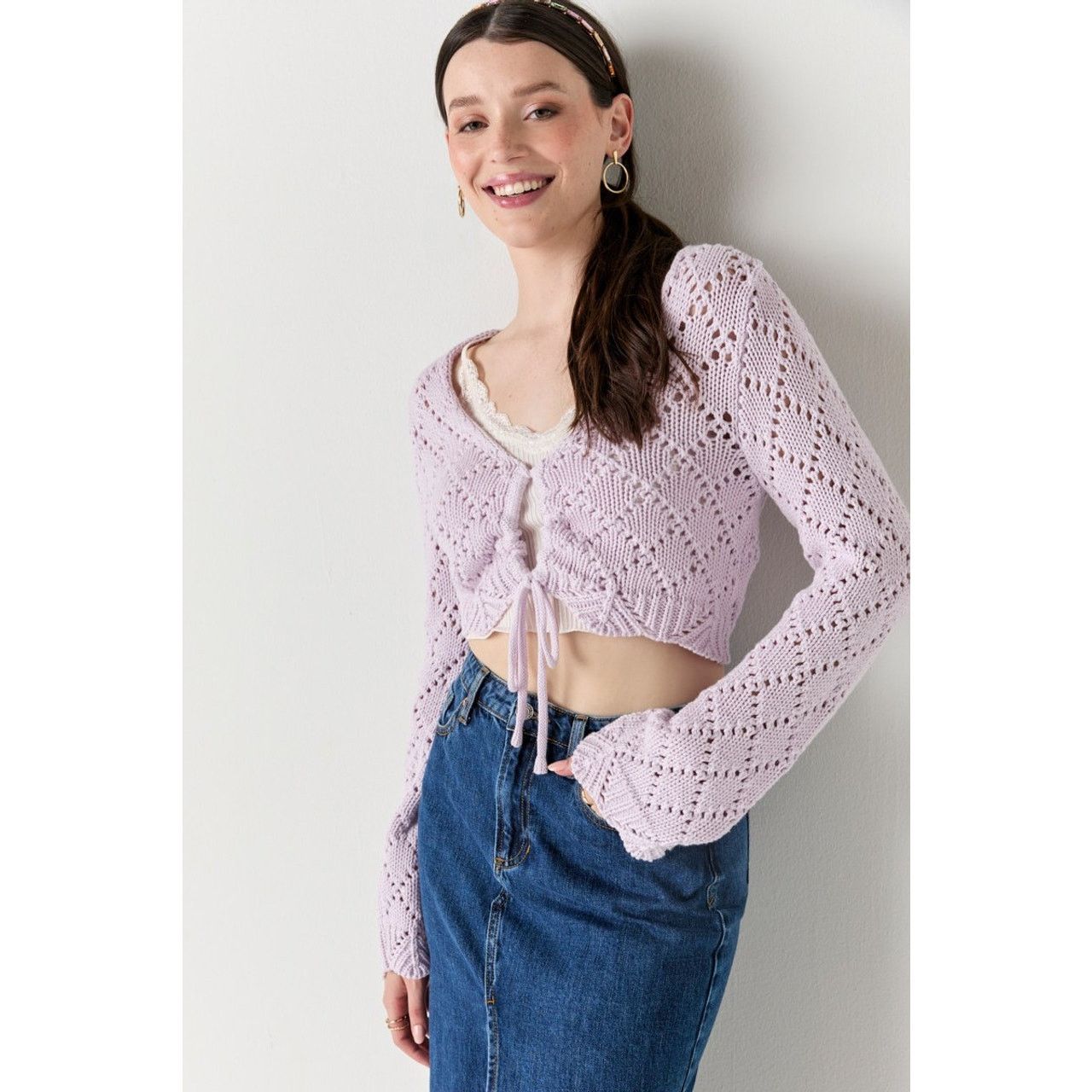 Other Francescas Blue Rain Lilac Belle Keyhole Crochet Crop Medium Size M / US 6-8 / IT 42-44 - 1 Thumbnail