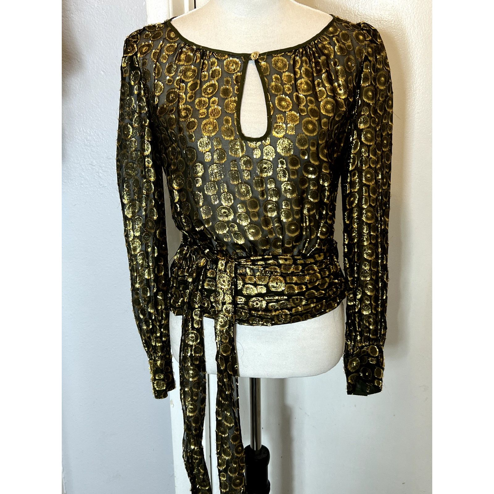 MILLY Milly New York Metallic Gold and black blouse Sz 4 Y2K S Size S / US 4 / IT 40 - 2 Thumbnail