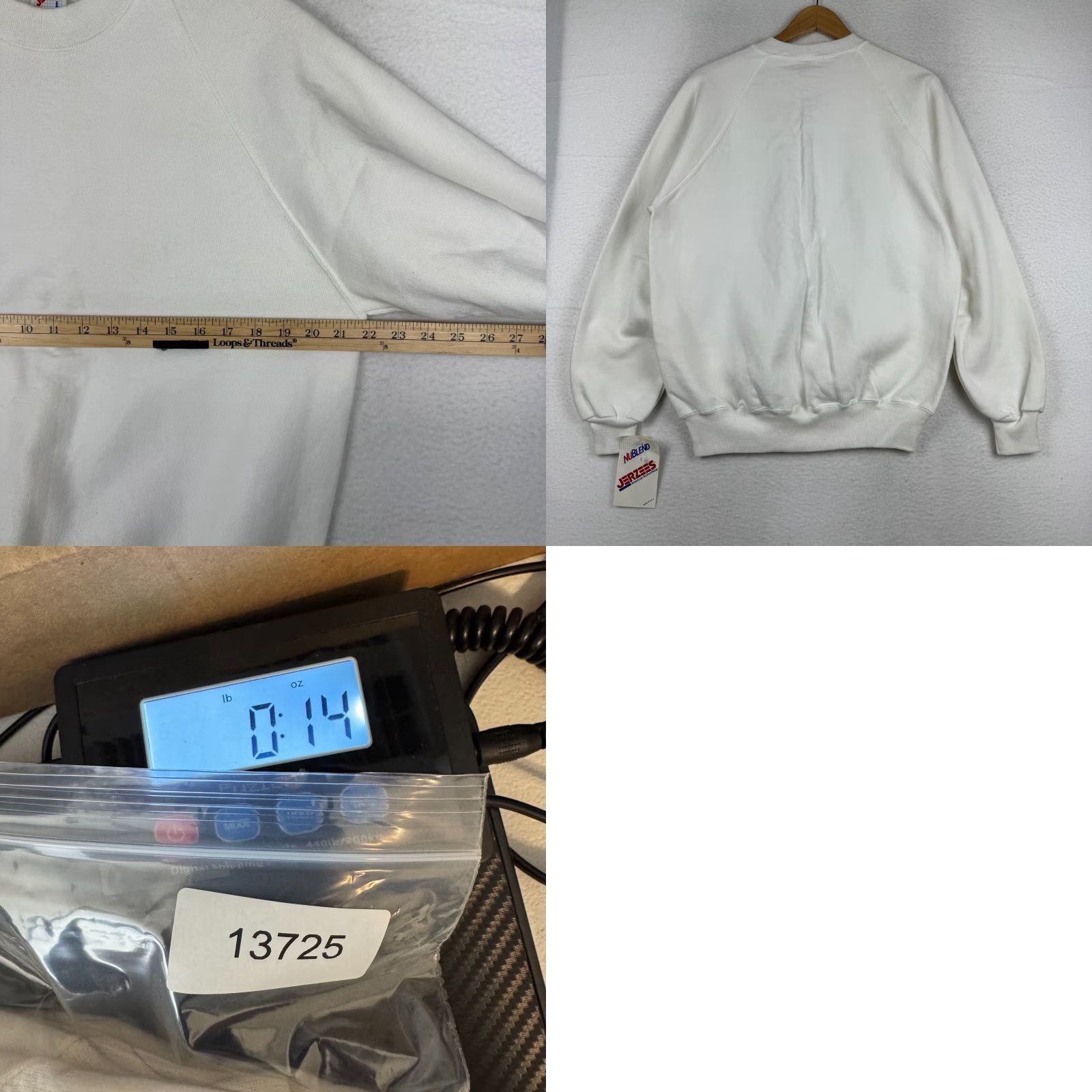 Jerzees VINTAGE Jerzees Sweatshirt Pullover Regular L White 90s 80s NOS Made in USA Mens Long Sleeve Crew Neck Cotton Fleece Size US L / EU 52-54 / 3 - 8 Thumbnail