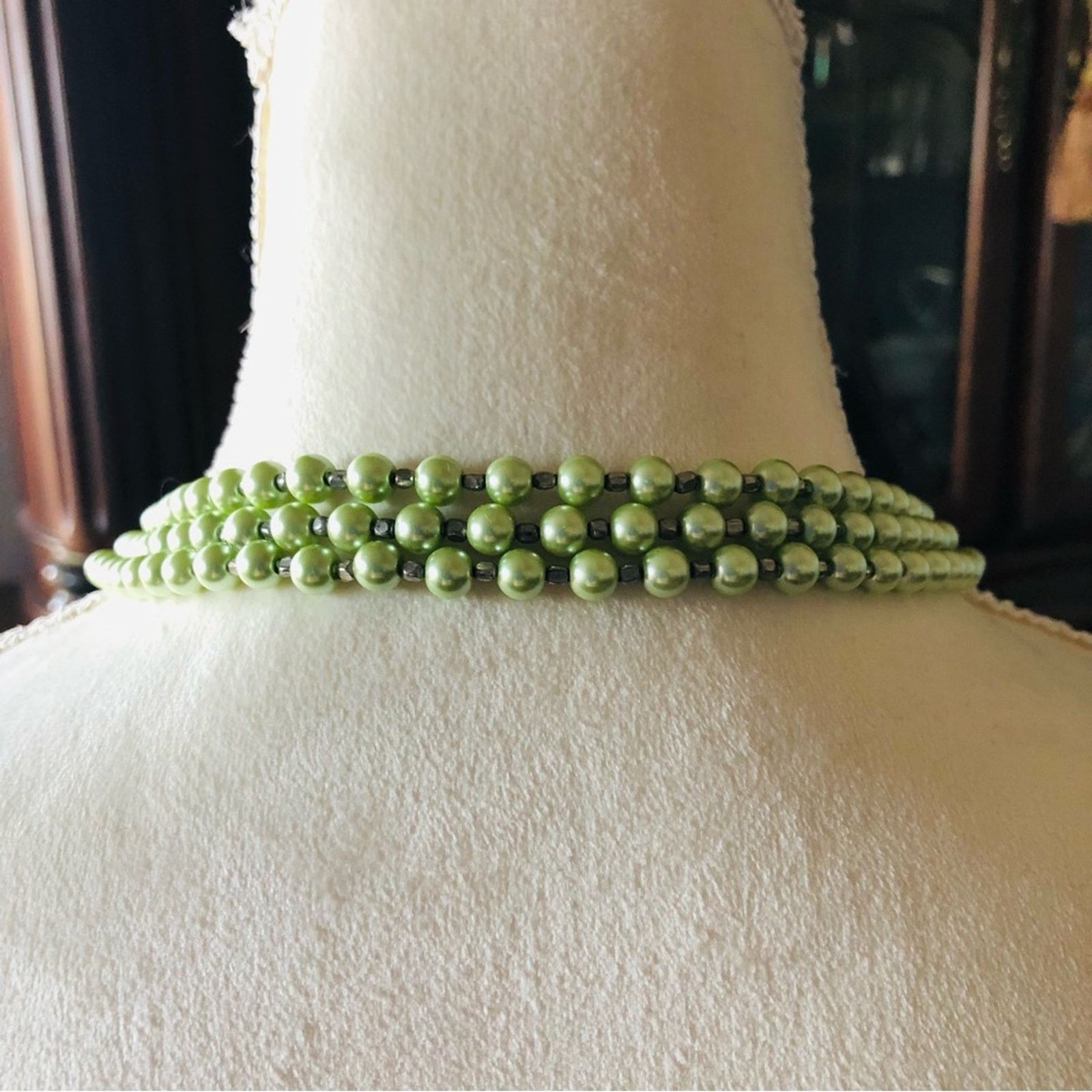 Jewelry Handcrafted green Czech Pearl custom matching clasp necklace Size ONE SIZE - 7 Thumbnail