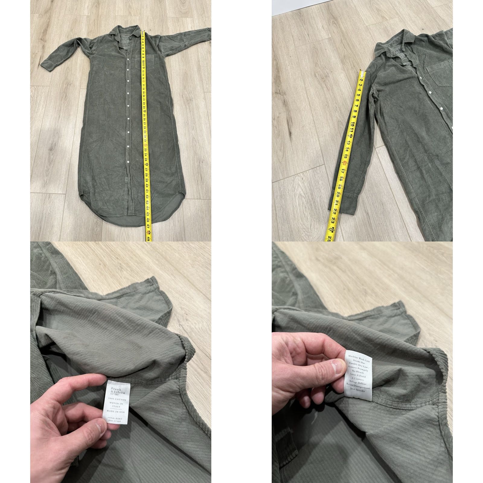 Frank & Eileen Frank & Eileen Rory Corduroy Maxi Shirtdress Long-Sleeve Green Cotton XS Dress Womens Regular Vintage No Size XS / US 0-2 / IT 36-38 - 8 Thumbnail
