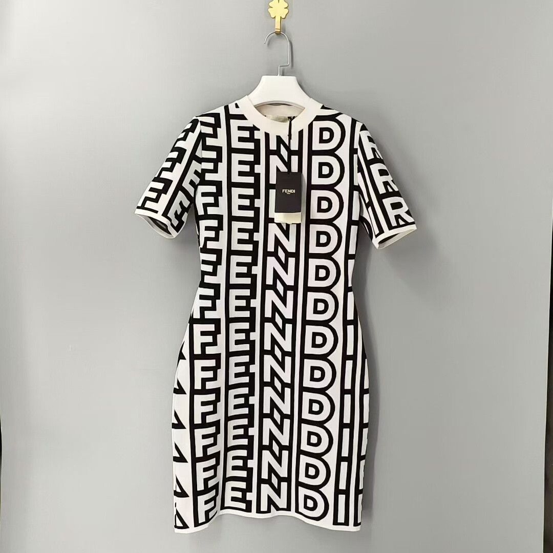 Fendi Fendi Logo Print Knit Dress Size US 38 / EU 54 - 1 Thumbnail