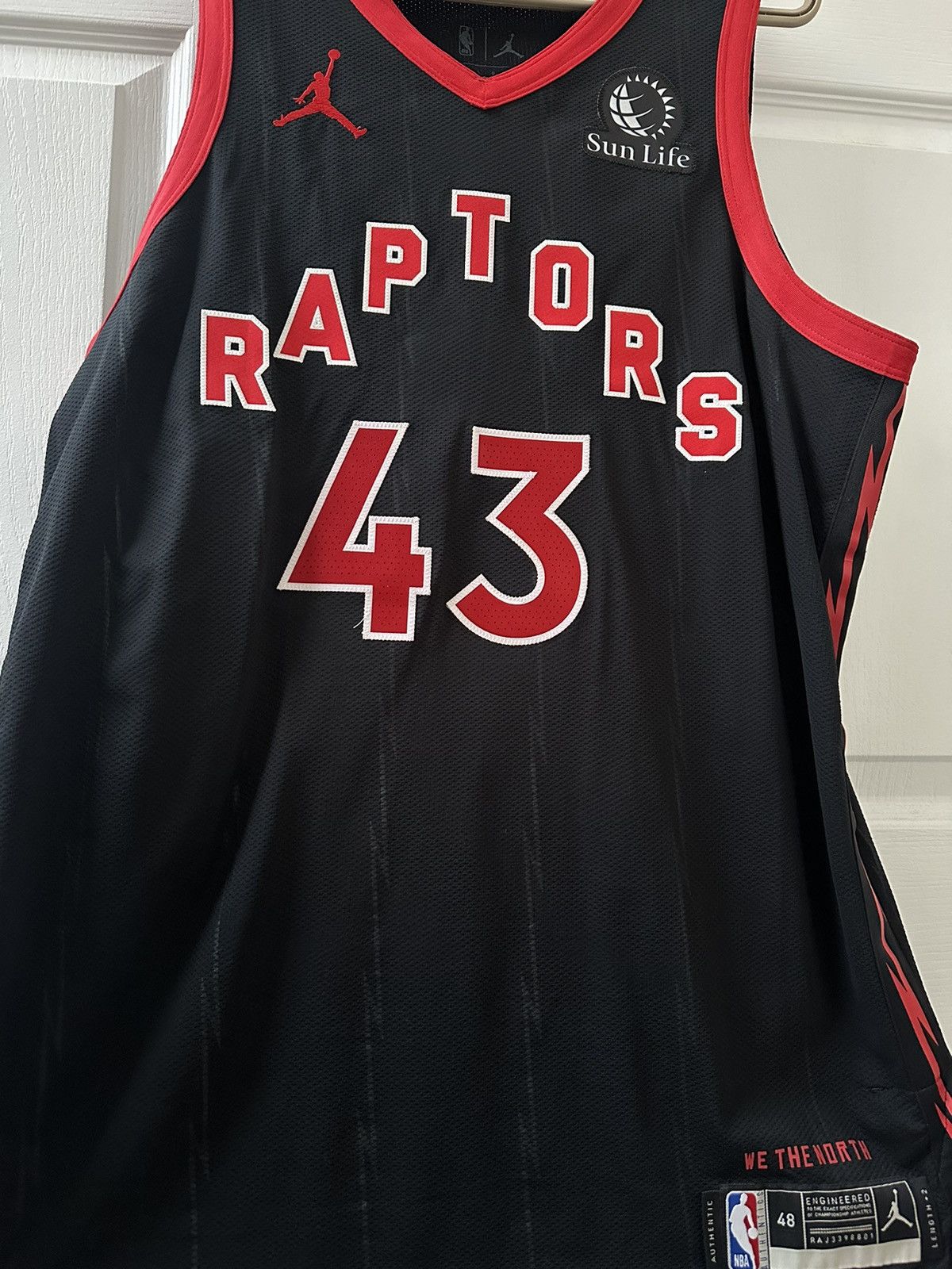 image of Jordan Brand Toronto Raptors Authentic On Court Jersey in Black, Men's (Size Large)