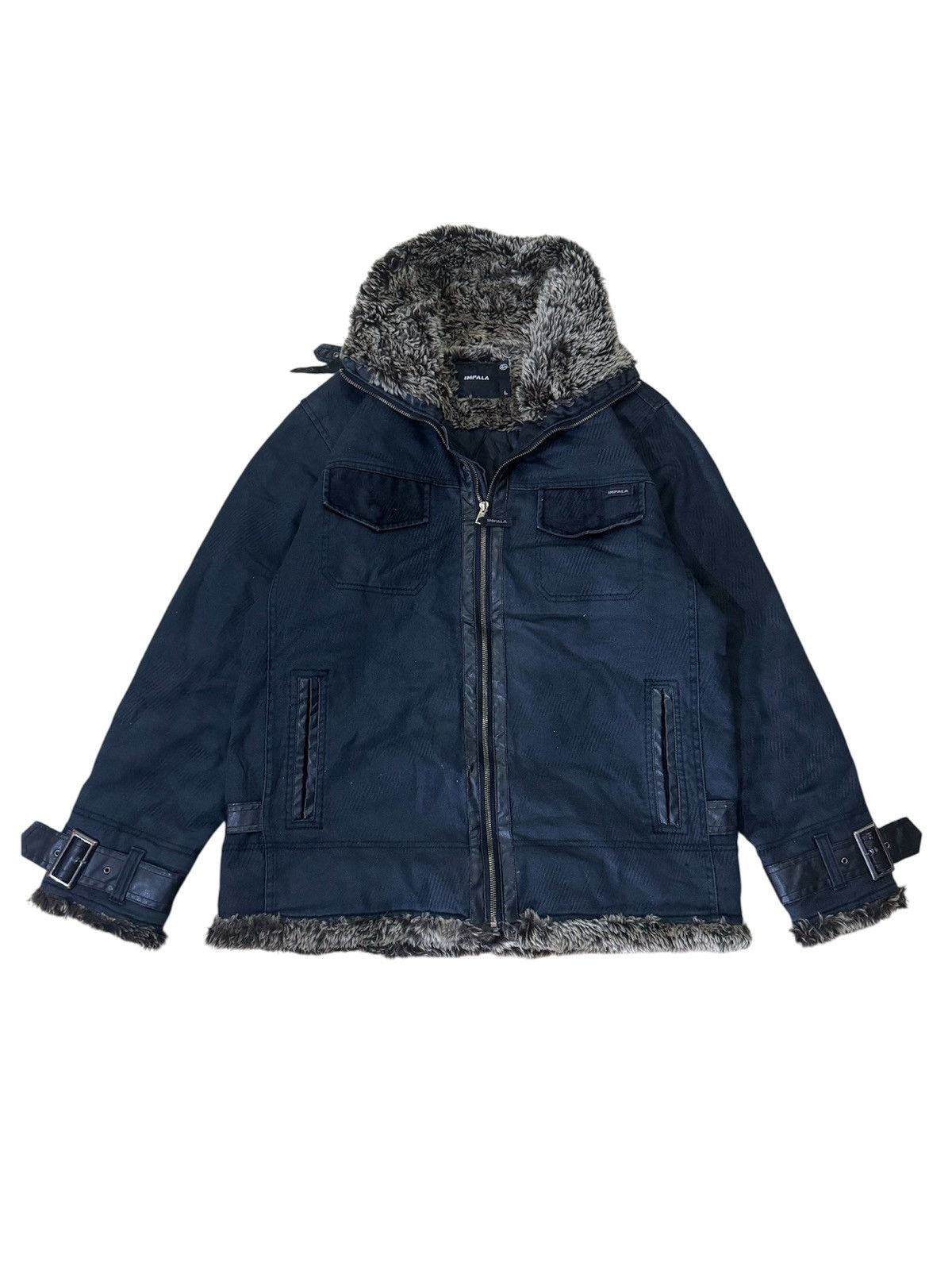 Le Grande Bleu (L.G.B.) IMPALA BLACK WASH FAUX FUR STUDDED JACKET Size US L / EU 52-54 / 3 - 2 Thumbnail