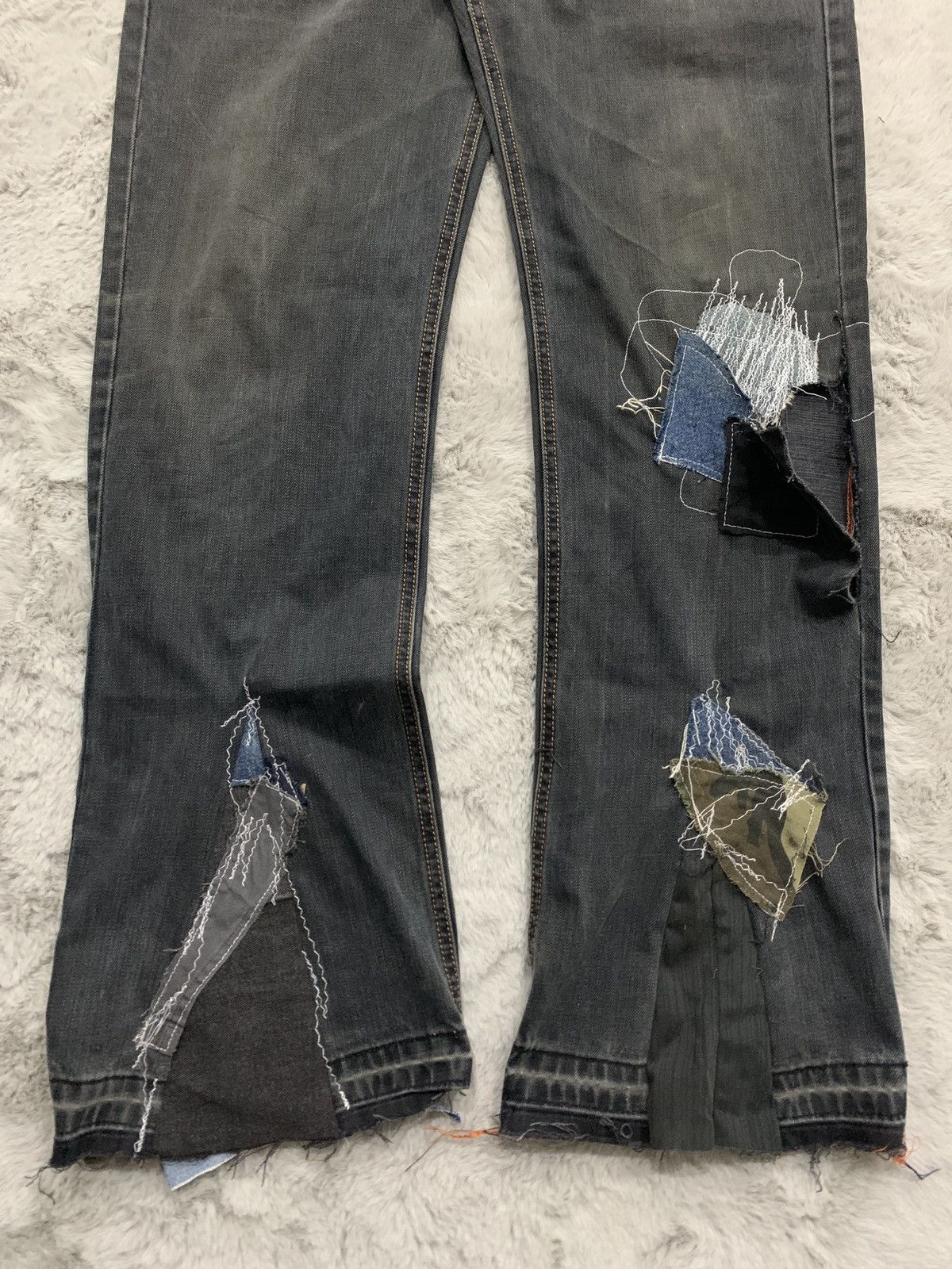 Vintage Kapital Inspired Patchwork/Boro Flared Denim Jeans Size US 33 - 3 Thumbnail
