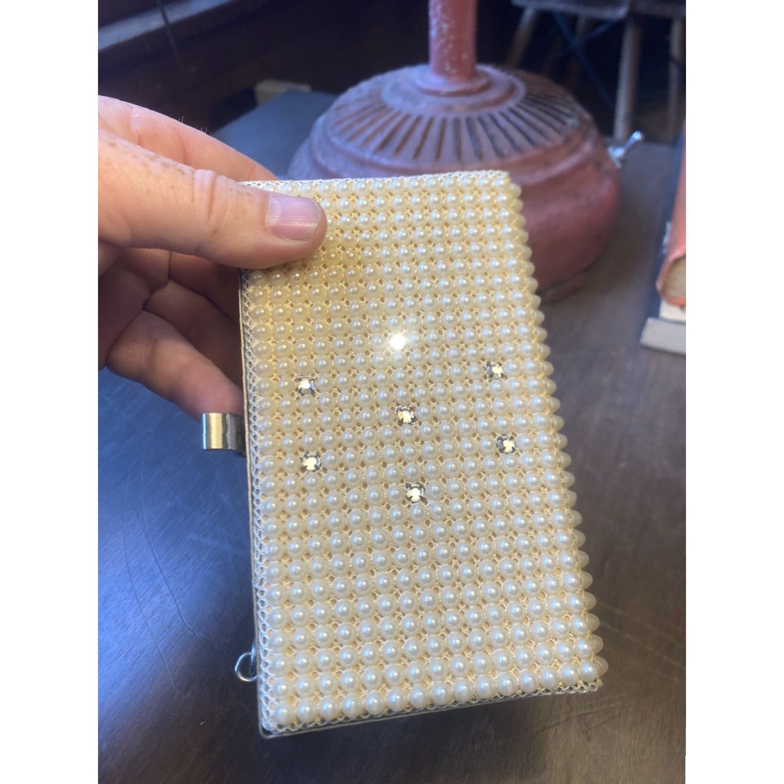 Vintage VINTAGE Faux Pearl Diamond Clutch Purse JR Purse Women Cocktail Bag Ladies Size ONE SIZE - 6 Thumbnail