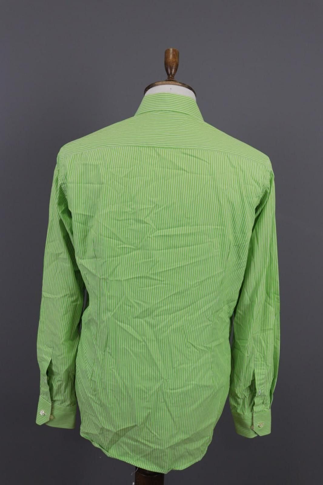 Eton Eton Contemporary Green Striped Luxury Shirt Size 41 /16 Size US M / EU 48-50 / 2 - 9 Thumbnail