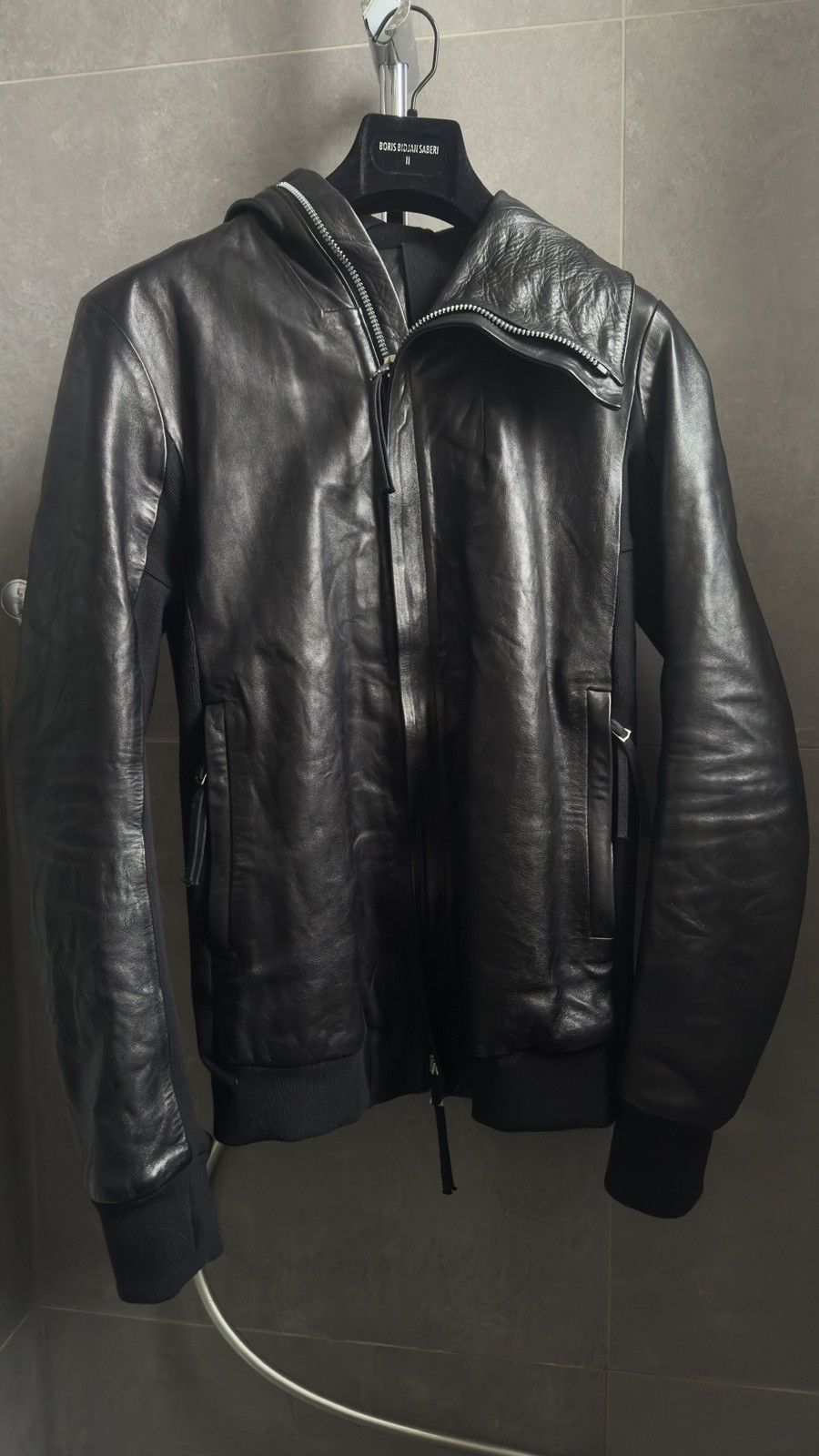 Boris Bidjan Saberi Leather Ninja Hoodie Size S fits M Size US S / EU 44-46 / 1 - 3 Thumbnail