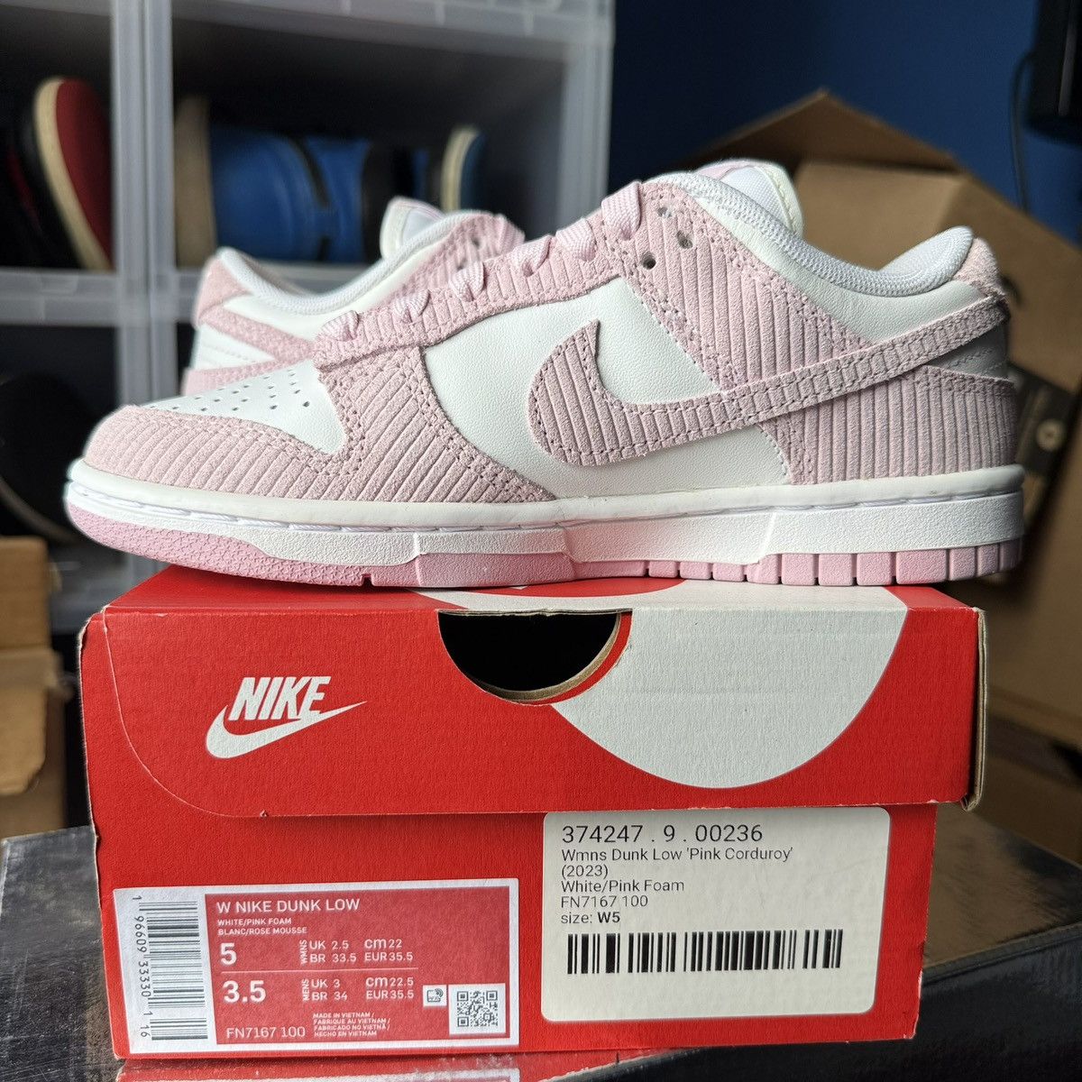Nike Nike Dunk Low 'Pink Corduroy' Womens Size US 5 / IT 35 - 4 Thumbnail