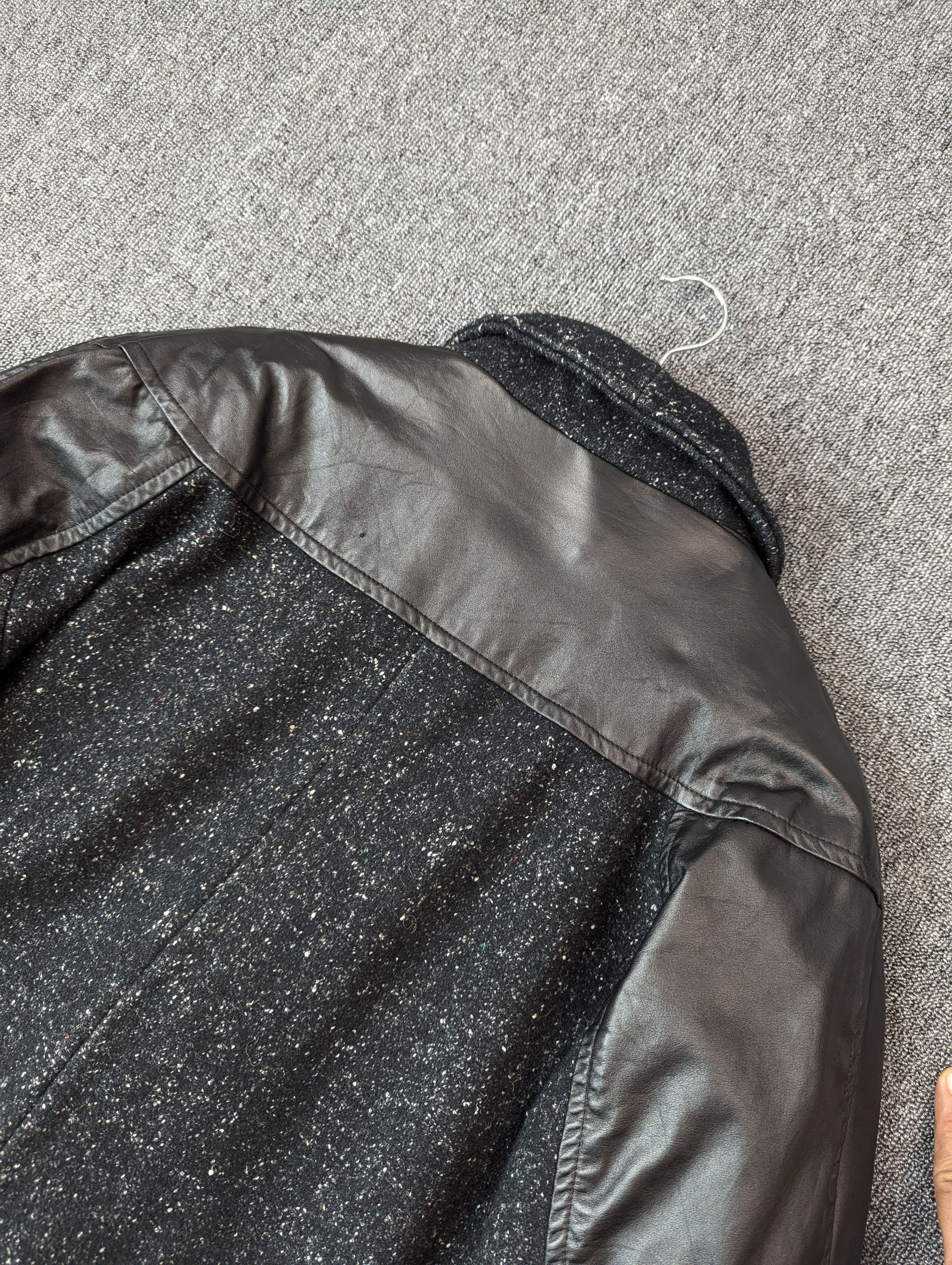 Designer × Vintage Vintage 80s ADA Paris Leather And Tweed Wool Coat Jacket Size US L / EU 52-54 / 3 - 14 Thumbnail