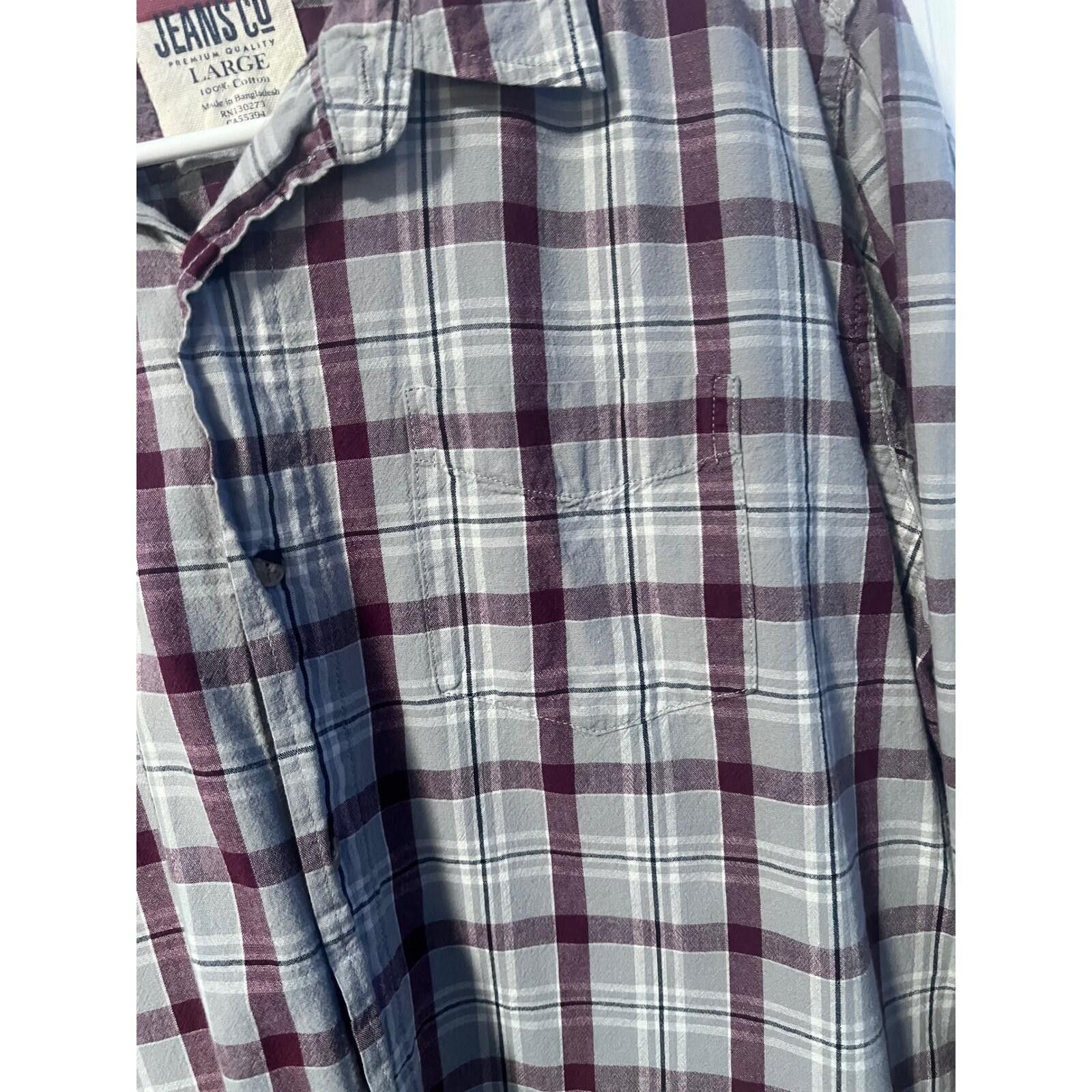 Wrangler Wrangler Button Down Shirt Mens Large Grey Burgundy Plaid Size US L / EU 52-54 / 3 - 6 Thumbnail