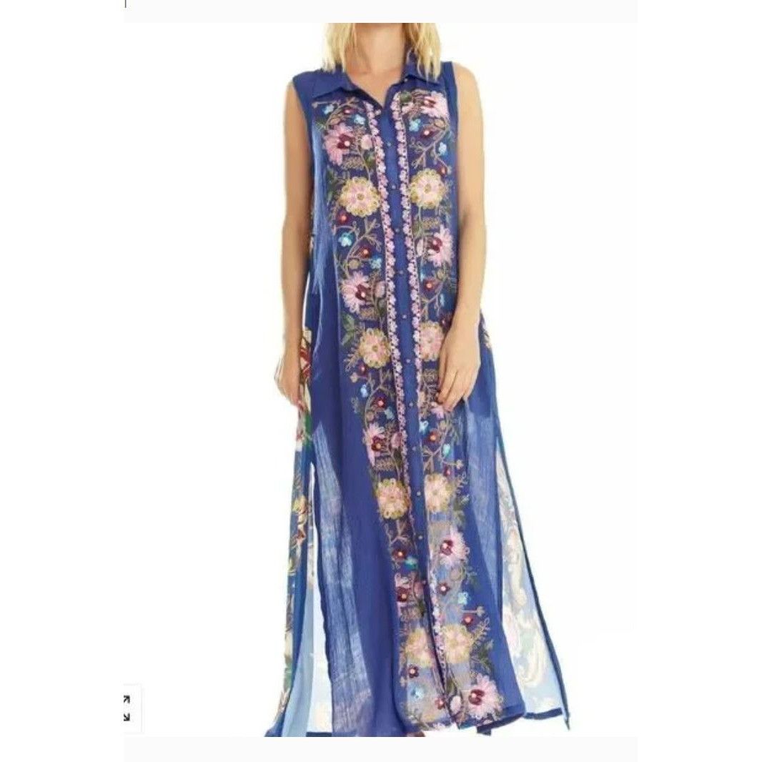 Other NWT Aratta Adonis Blue Embroidered Maxi Duster Shirt Dress S Size S / US 4 / IT 40 - 2 Thumbnail