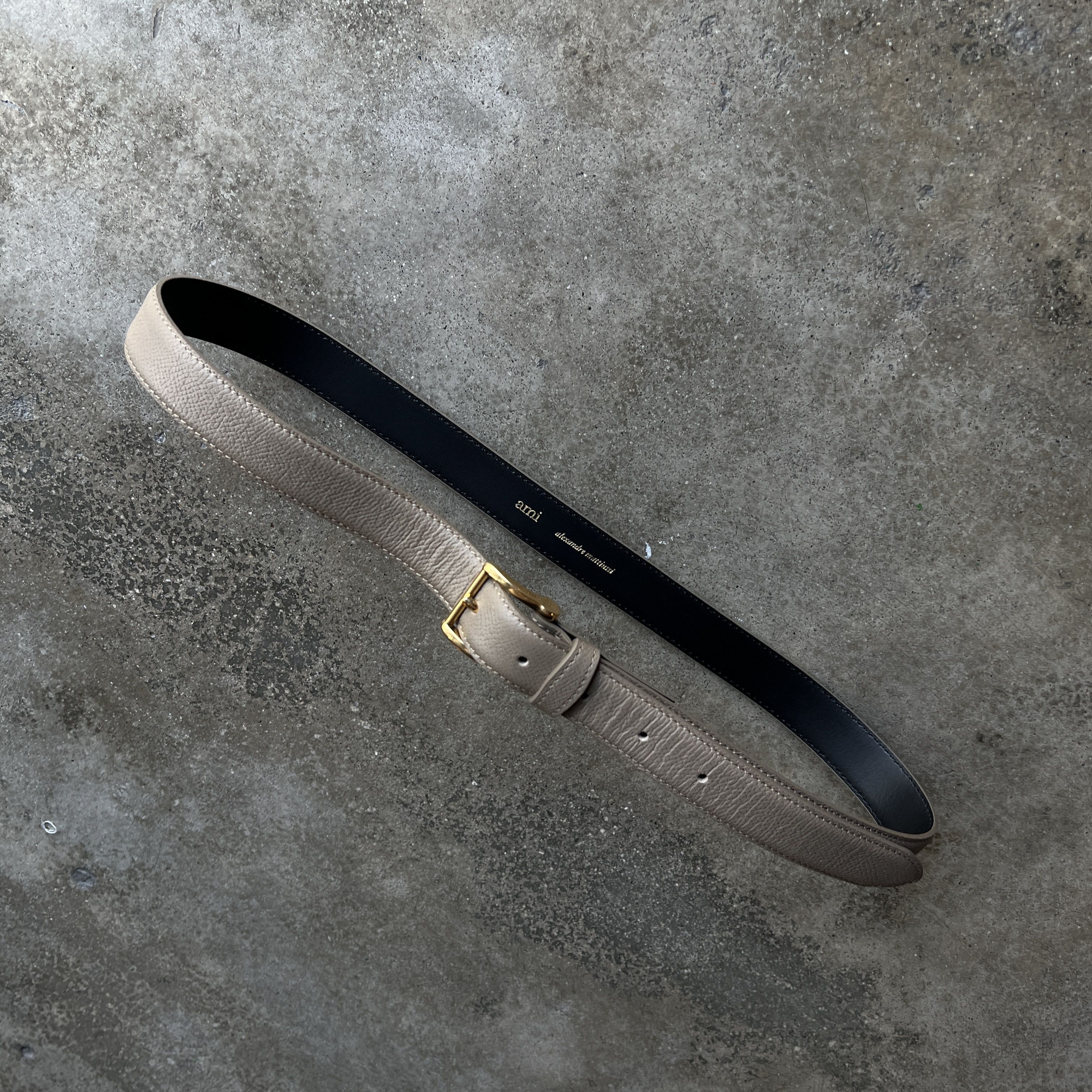 AMI AMI Leather Belt Taupe Clair Size 32 - 3 Thumbnail
