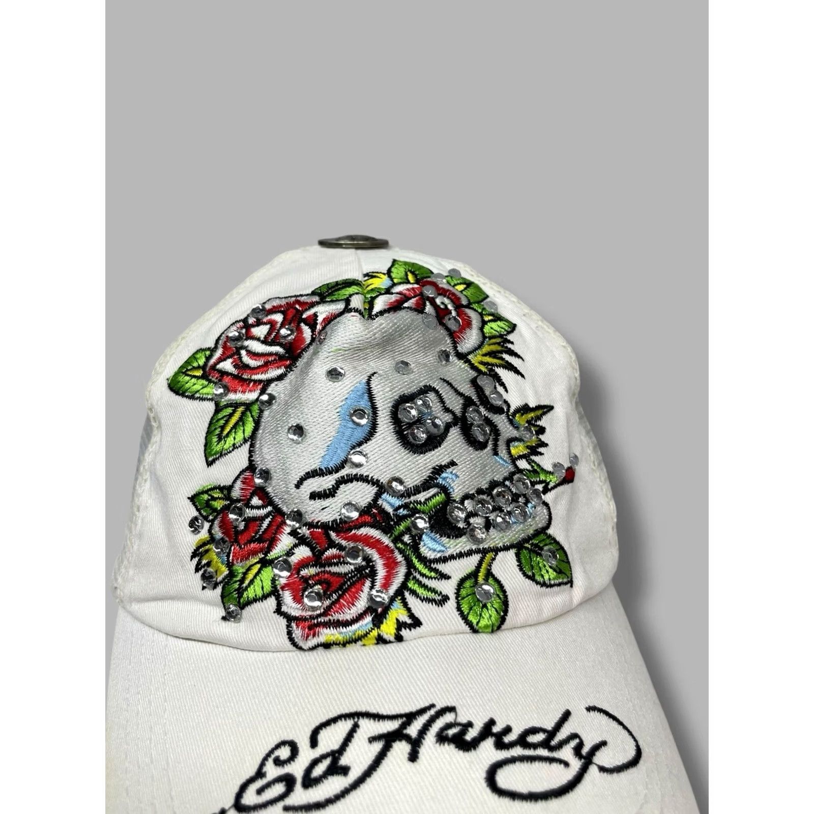Ed Hardy Ed Hardy White Baseball Cap Rose Men One Size Size ONE SIZE - 3 Thumbnail