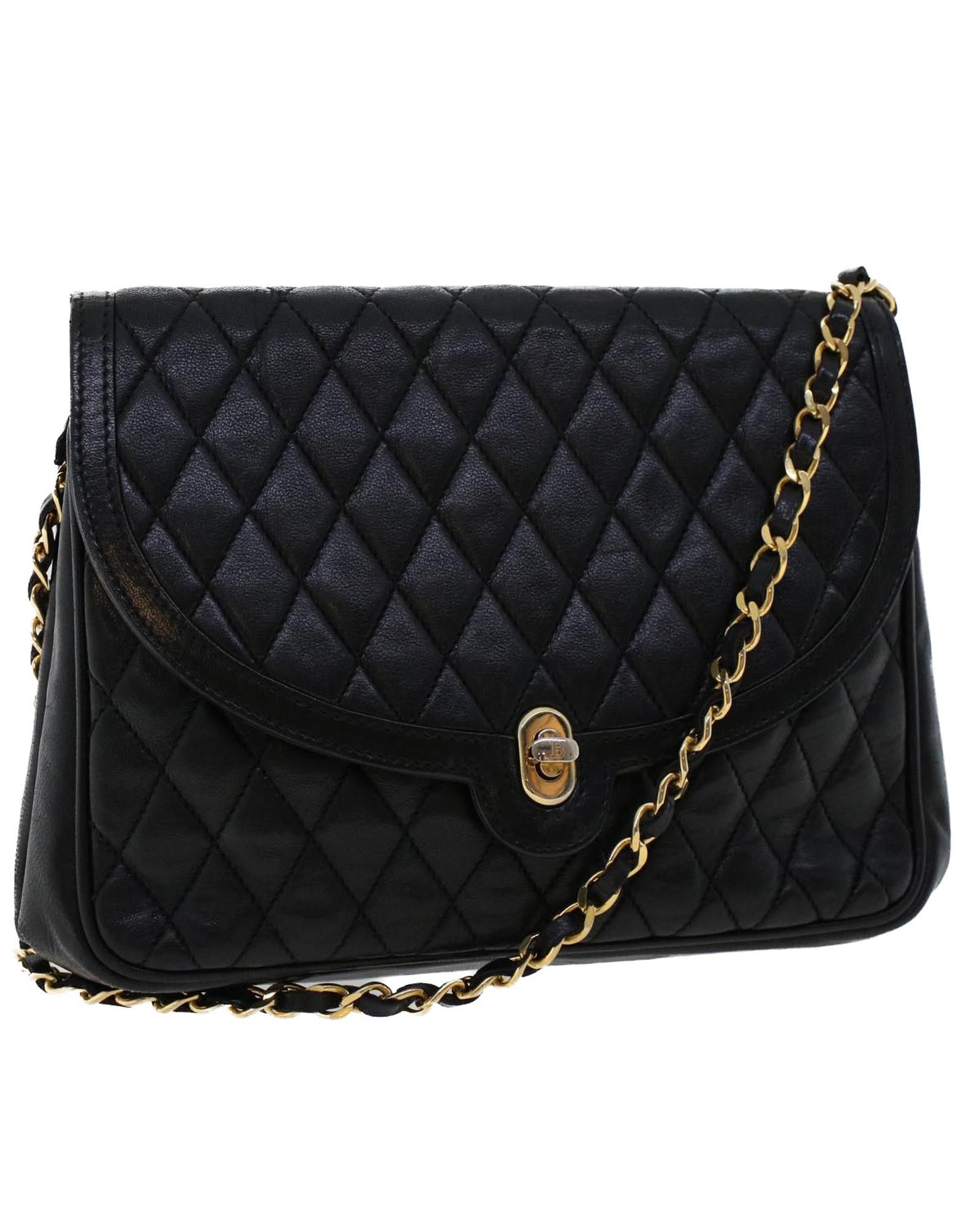 image of Black Leather Chain Shoulder Bag - Bally, Women's